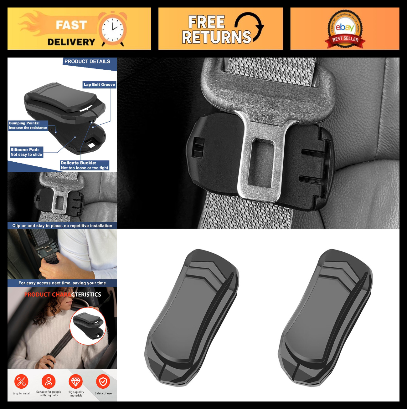 Shoulder Belt Positioner Clip Adjuster – 2 Pcs for Neck & Shoulder Comfort