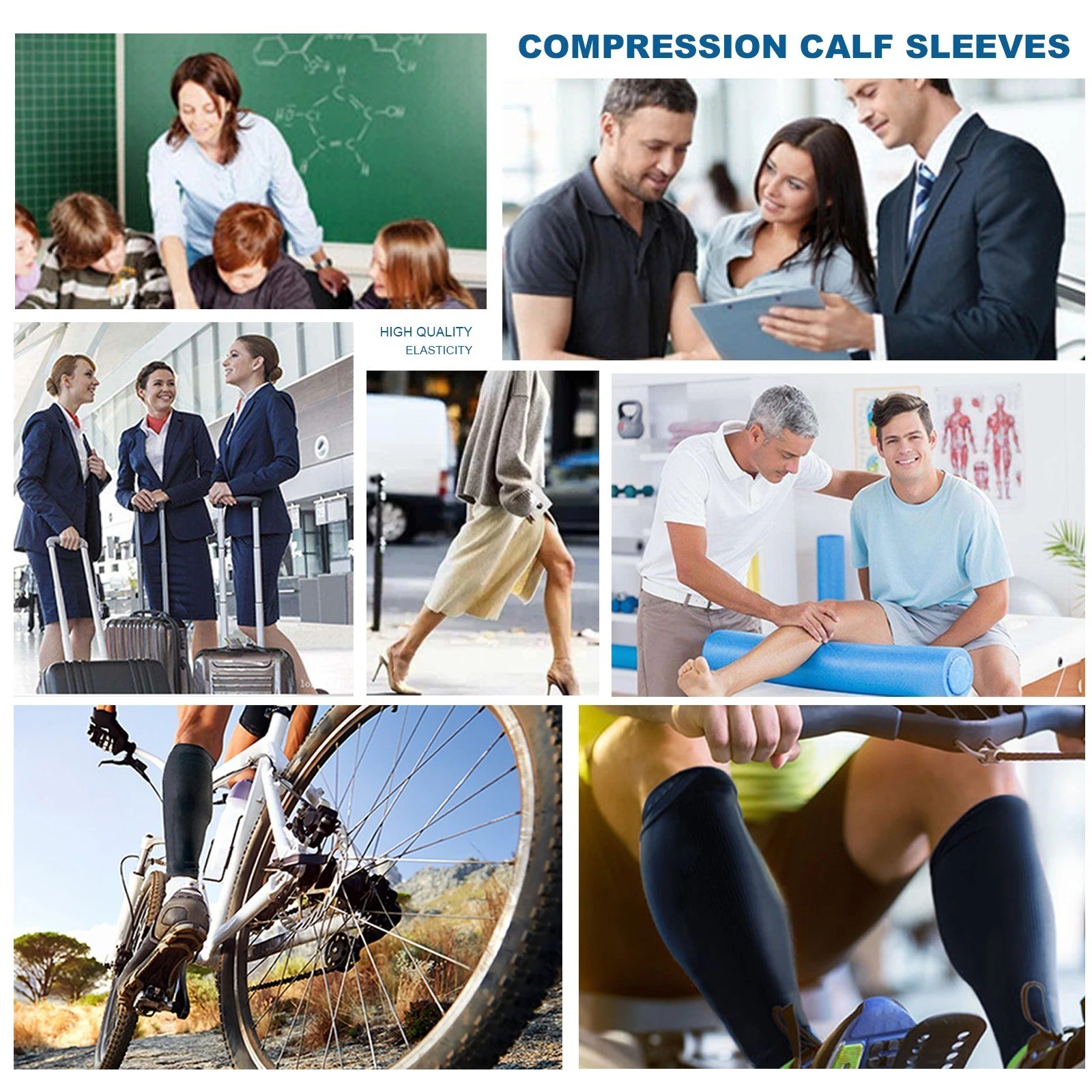 Compression Calf Support 1 Pair Breathable Elastic Sports Calf Leg Brace Sleeves