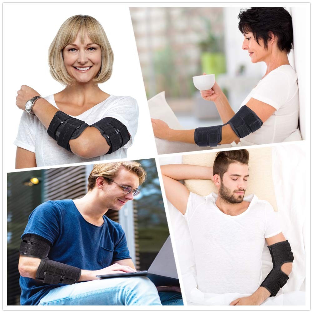 Elbow Brace Support Splint for Cubital Tunnel Syndrome and Large, Black