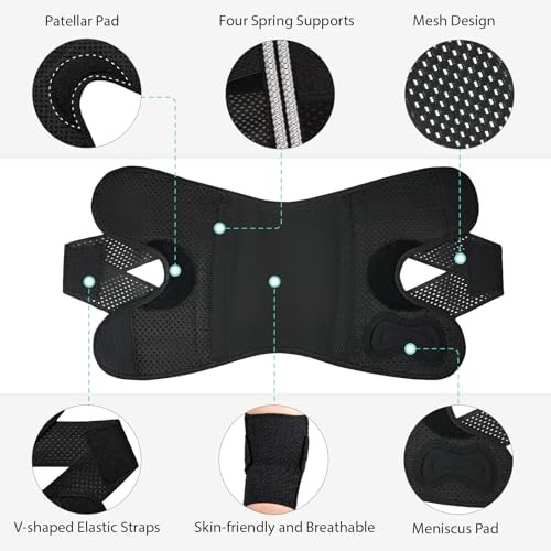 Knee Brace with Side Stabilizers for Meniscus Tear,Adjustable Knee Large Black