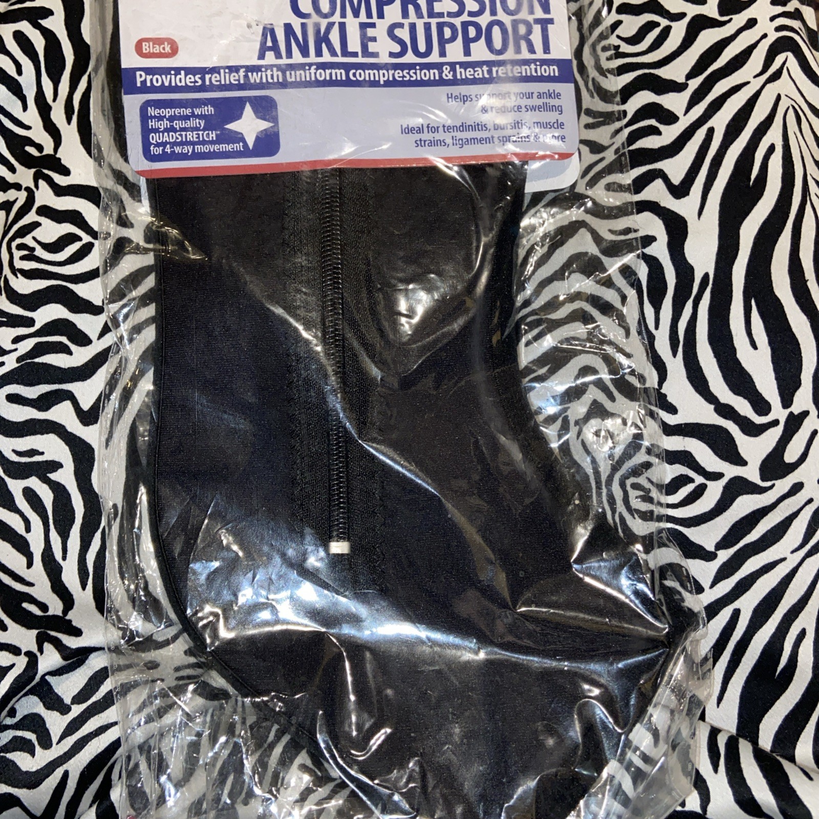North American Health & Wellness Durable Zipper Compression Ankle Support L Blac