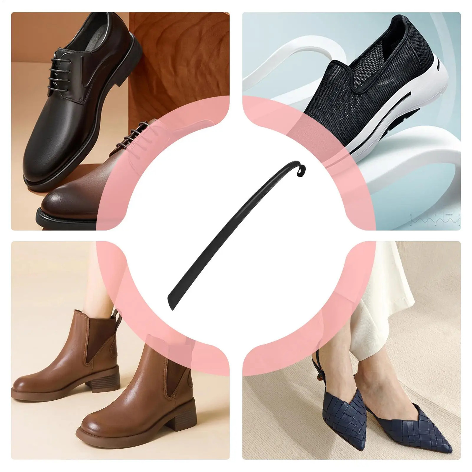 42.5X4X2.2Cm Easy to Use ABS Long Handle Shoes Horn Artifact Pull Pumping Shoes