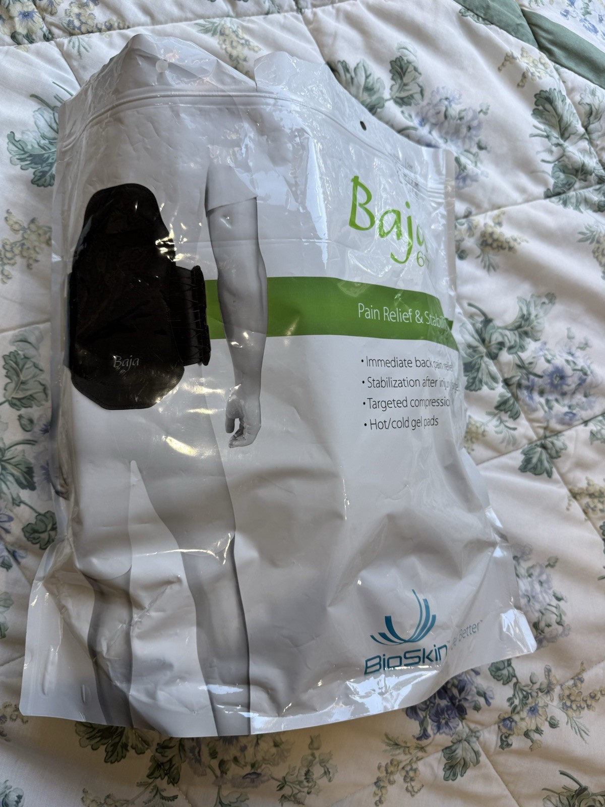 Bio-skin Baja 637 back brace Bischoffs medical Hot Cold PAIN RELIEF Size L Mint