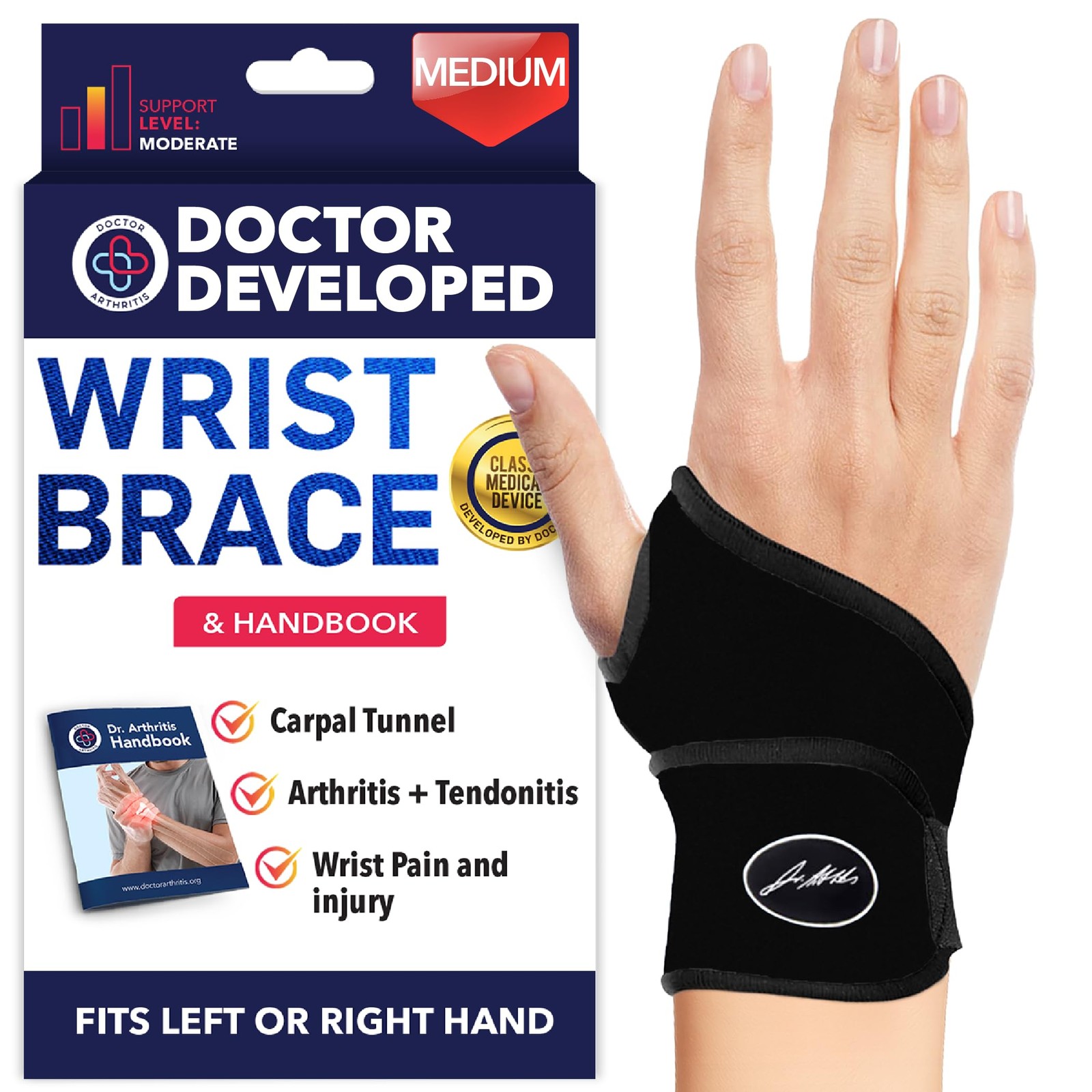 Doctor Developed Wrist Brace, Wraps for 1 Count (Pack of 1), Black