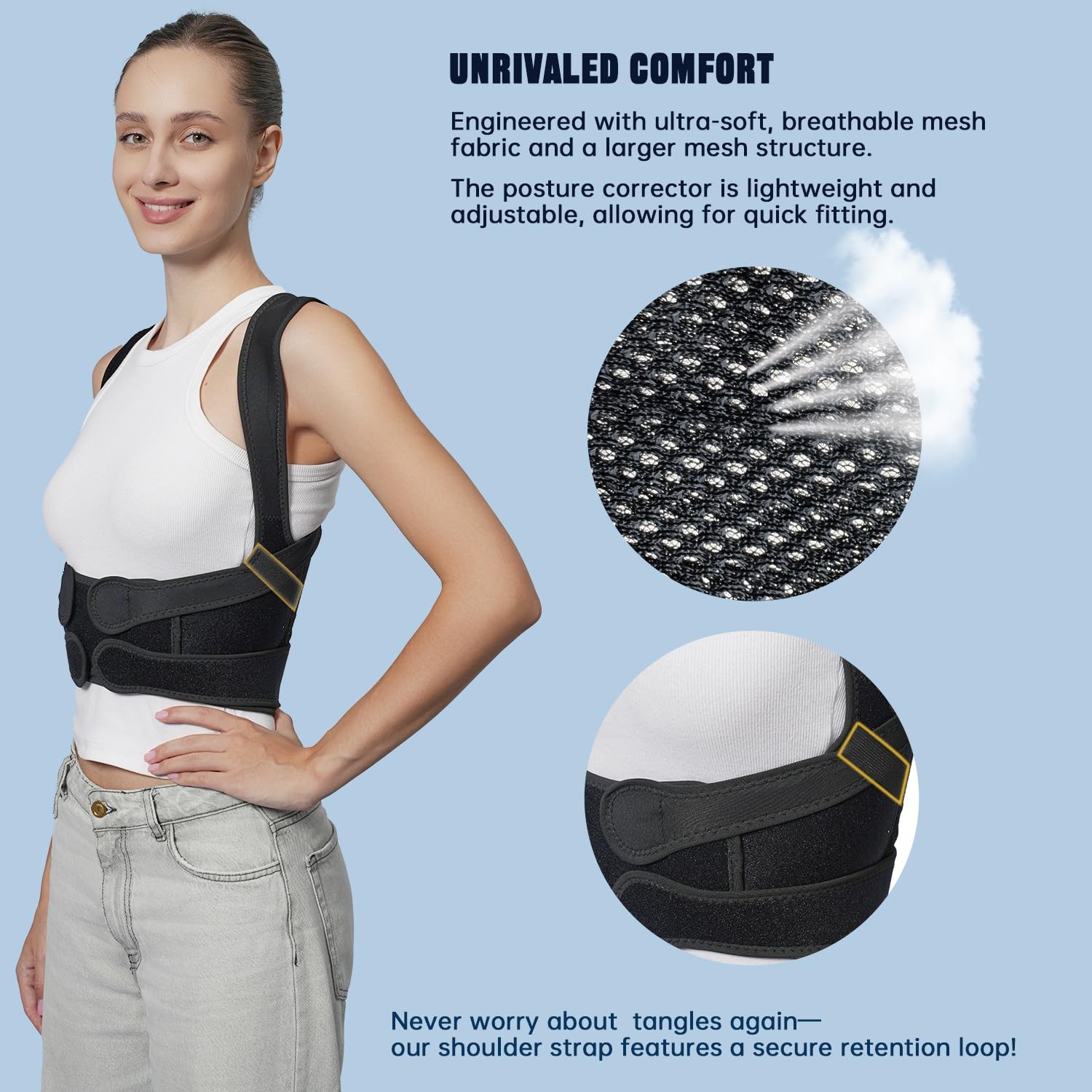 WEARABSTRUSE Back Brace Posture Corrector Medium (Waist: 33～45 Inch), Black