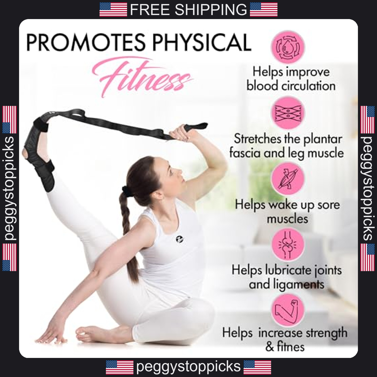 Leg Stretching Strap with Loops for Flexibility and Injury Support