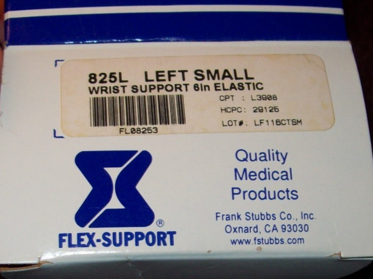 Flex-Support Left Wrist Hand Support Brace Splints Carpal Tunnel Sprain SMALL