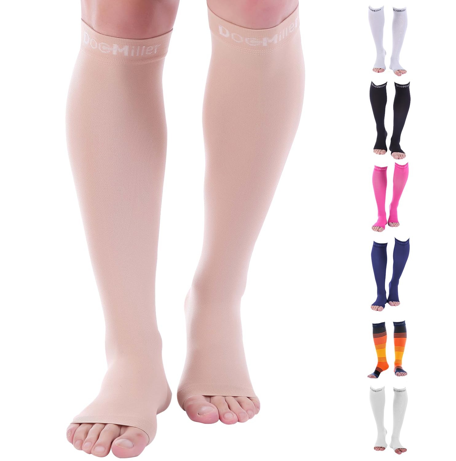 , Open Toe Compression Socks, 8-15 mmHg, Toeless, Support Circulation, Shin S…