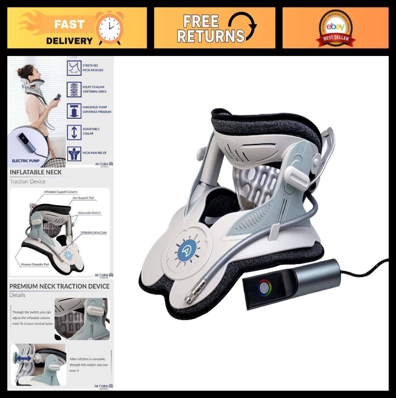 Cervical Neck Traction Device – Electric Pump Stretcher for Pain Relief & Spine