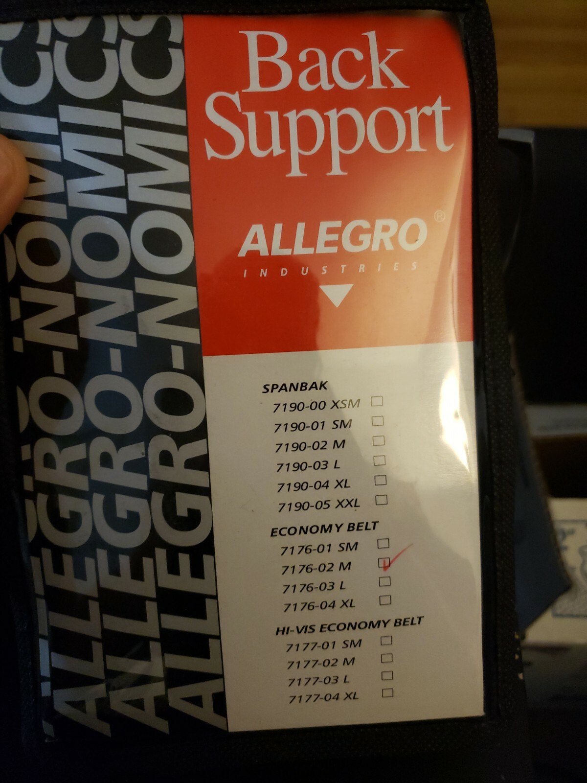New Allegro 037-7176-02 Medium Economy Back Support Belt Unused