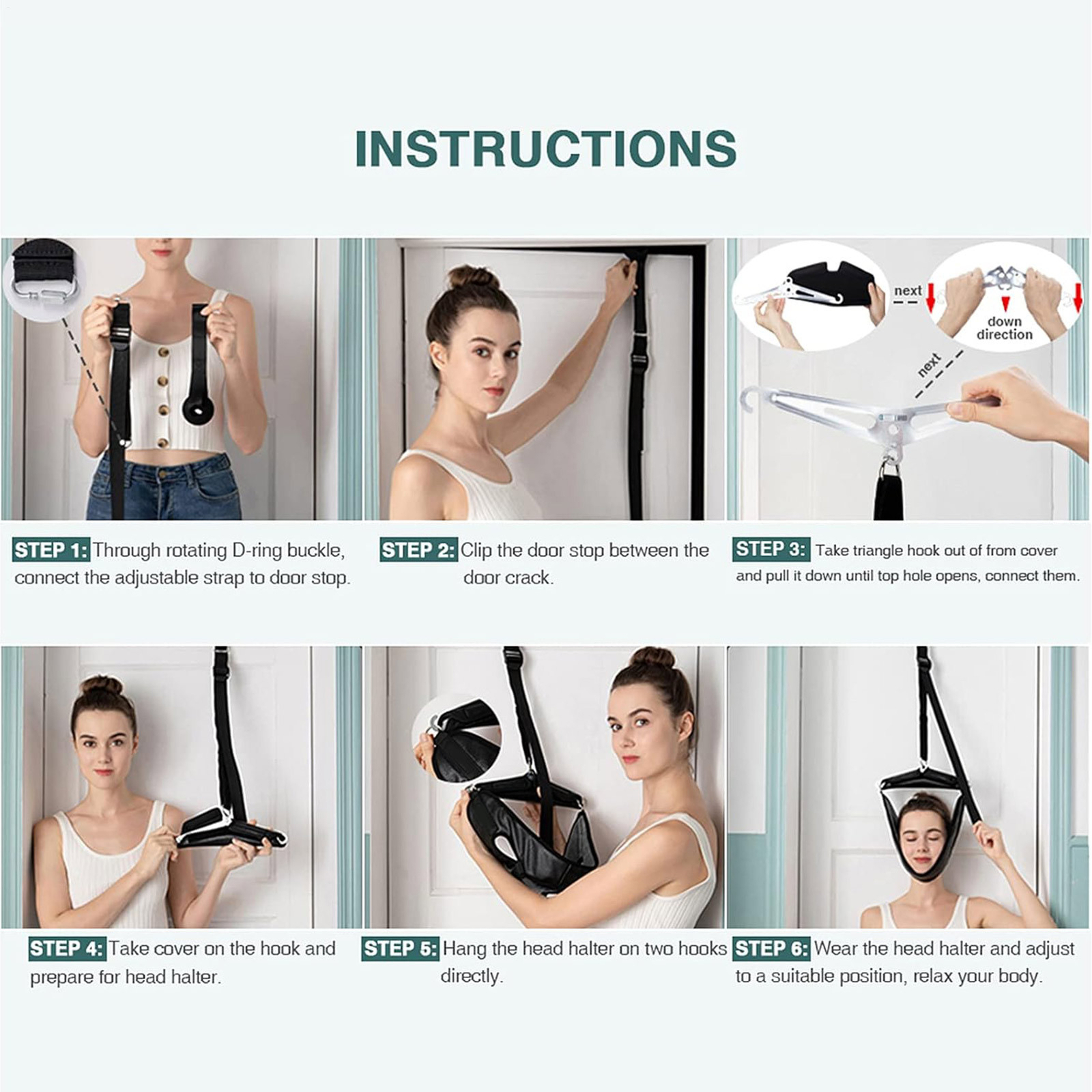 Cervical Traction Belt Vertebrae Stretch Fixing Portable Neck Traction Device