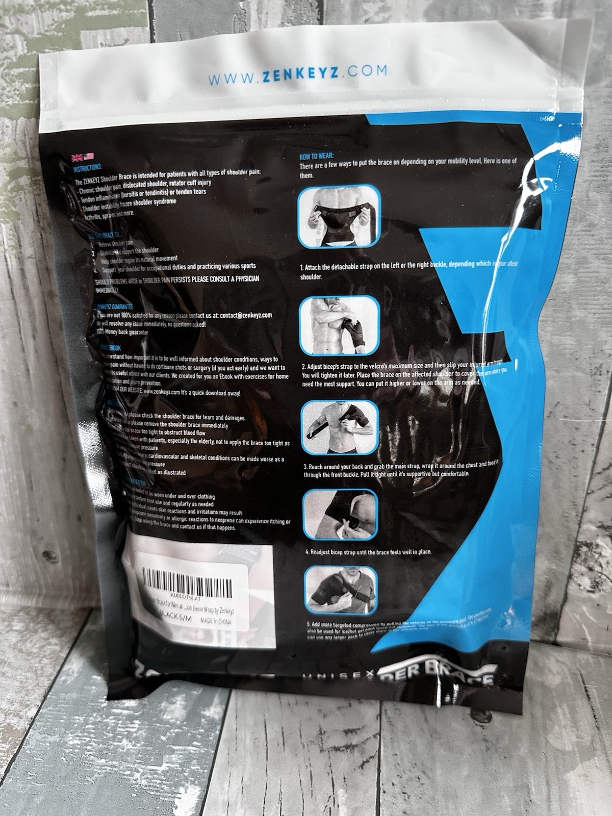 ZENKEYZ Shoulder Brace Compression & Support Unisex Black Sm/Med NEW Sealed