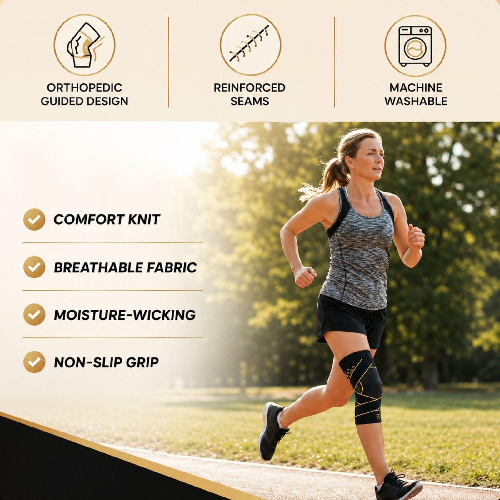 Copperjoint Knee Sleeve Straps For Women Men Adjustable Targeted Knee Support