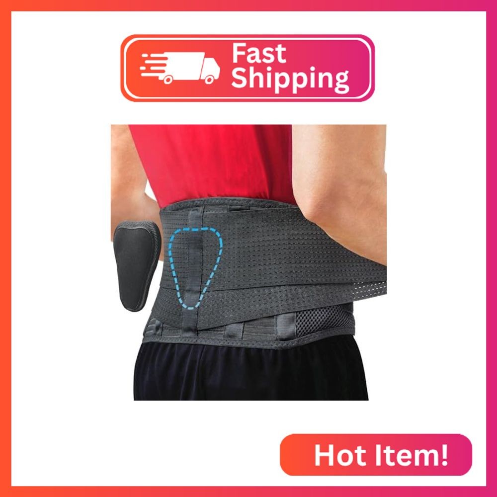 Sparthos Back Brace for Women & Men, Sciatica, Lower Back Pain – Black-XL