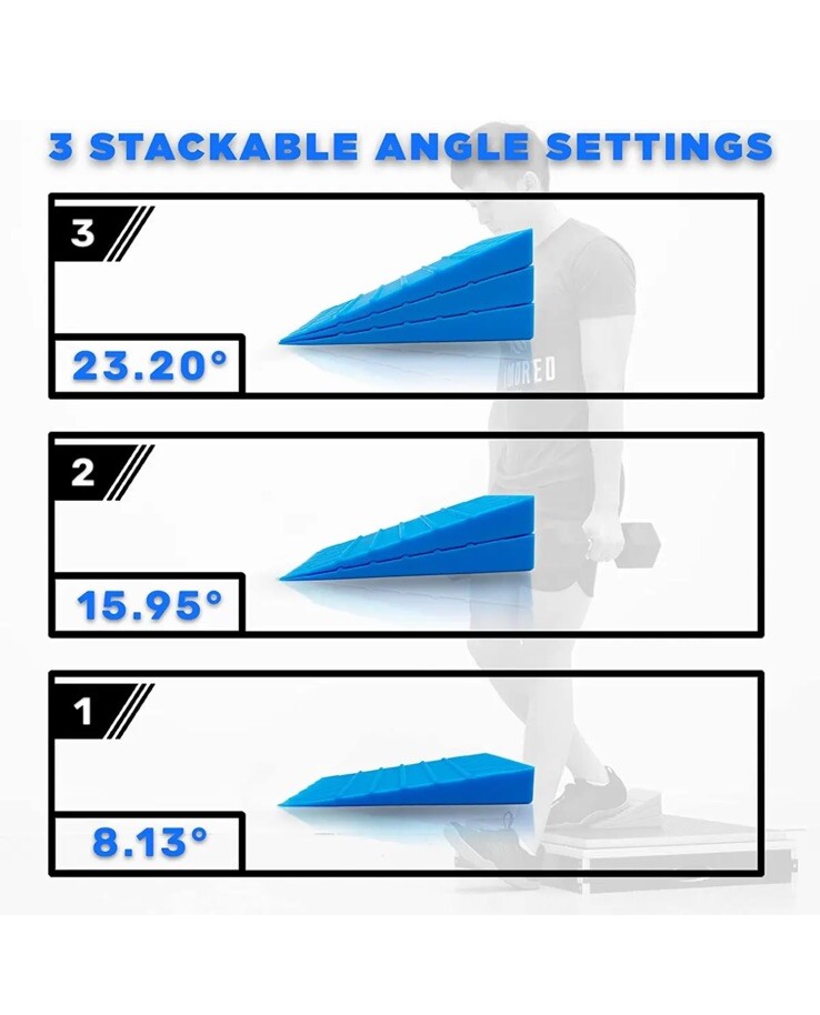 Adjustable Non-Slip Squat Wedge Blocks Pair for Knee Exercises & Heel 6pcs