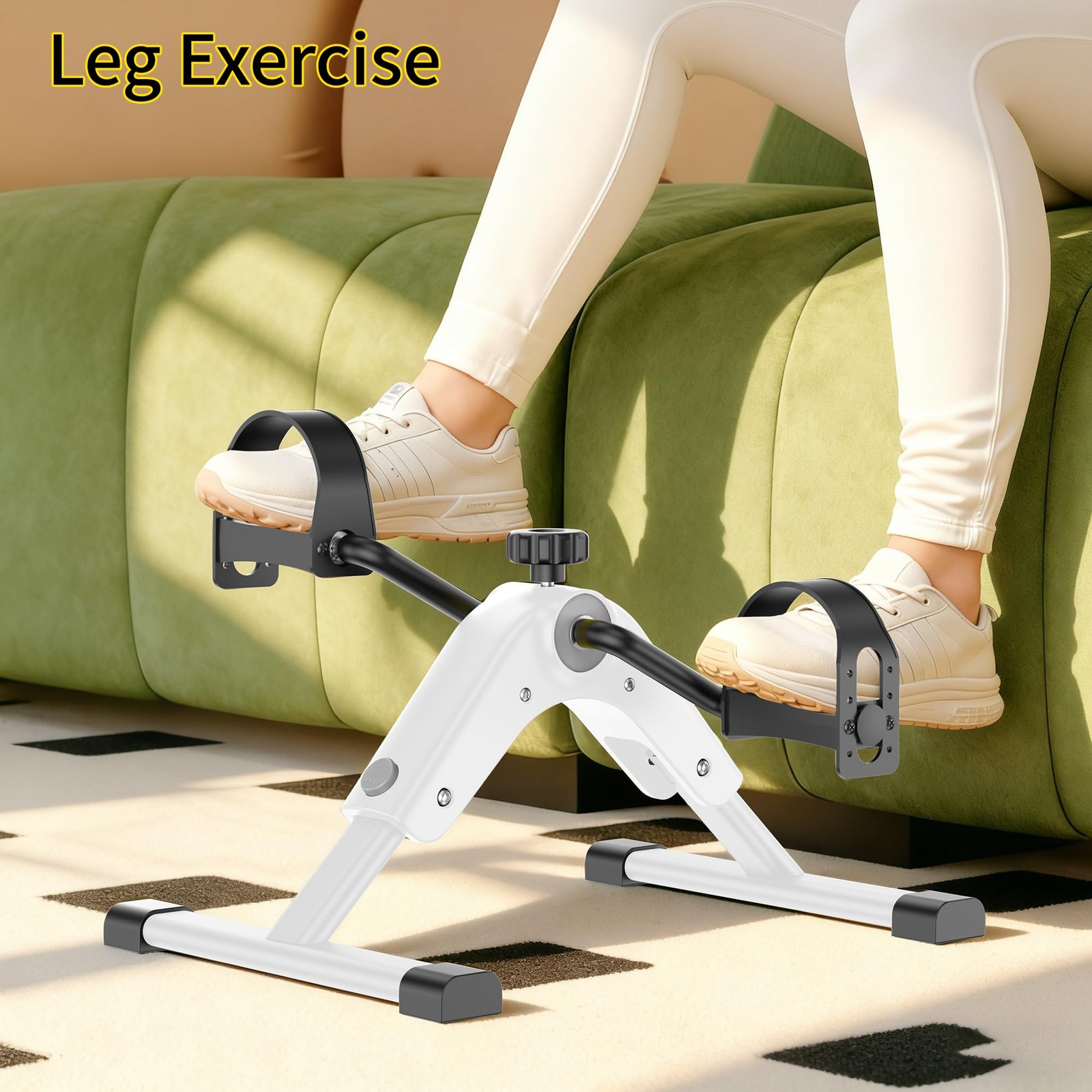 MOMODA Under Desk Bike Pedal Exerciser with LCD Display Portable Mini White