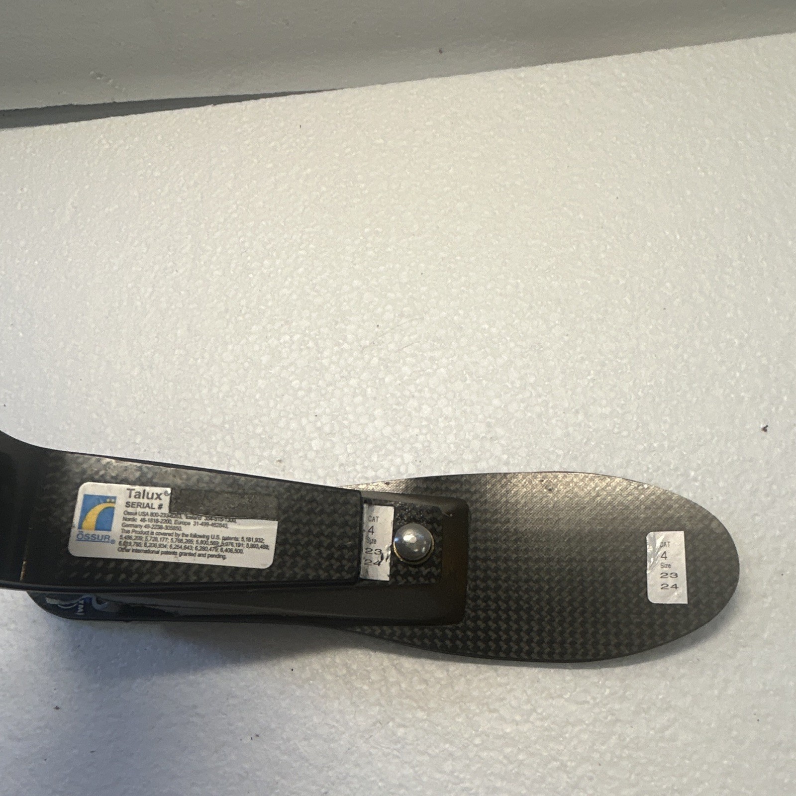 Össur Talux Carbon Fiber Prosthetic Foot Component Black Size 23