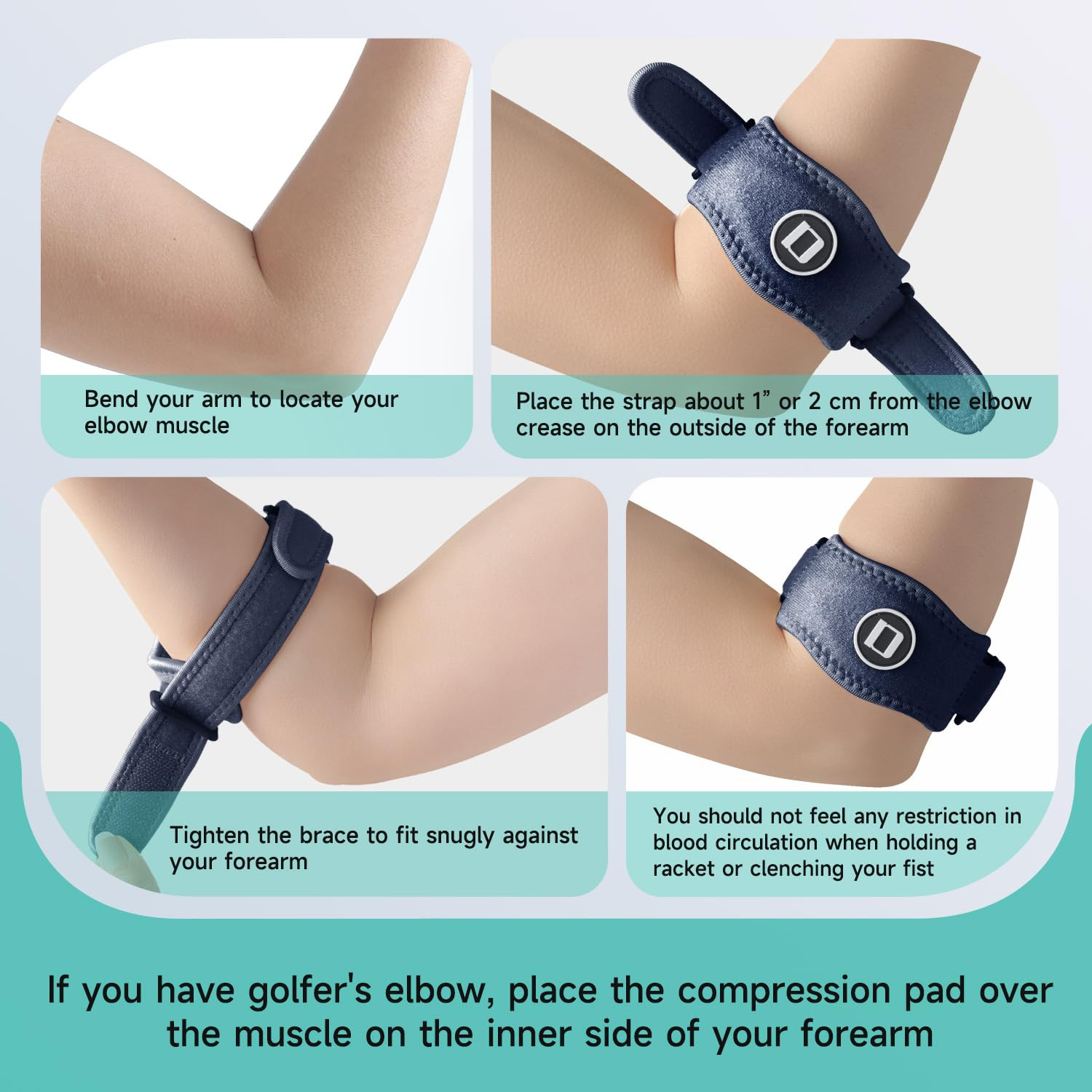 Tennis Elbow Brace for Women & Men, Adjustable Golfer Elbow Strap with Compre…