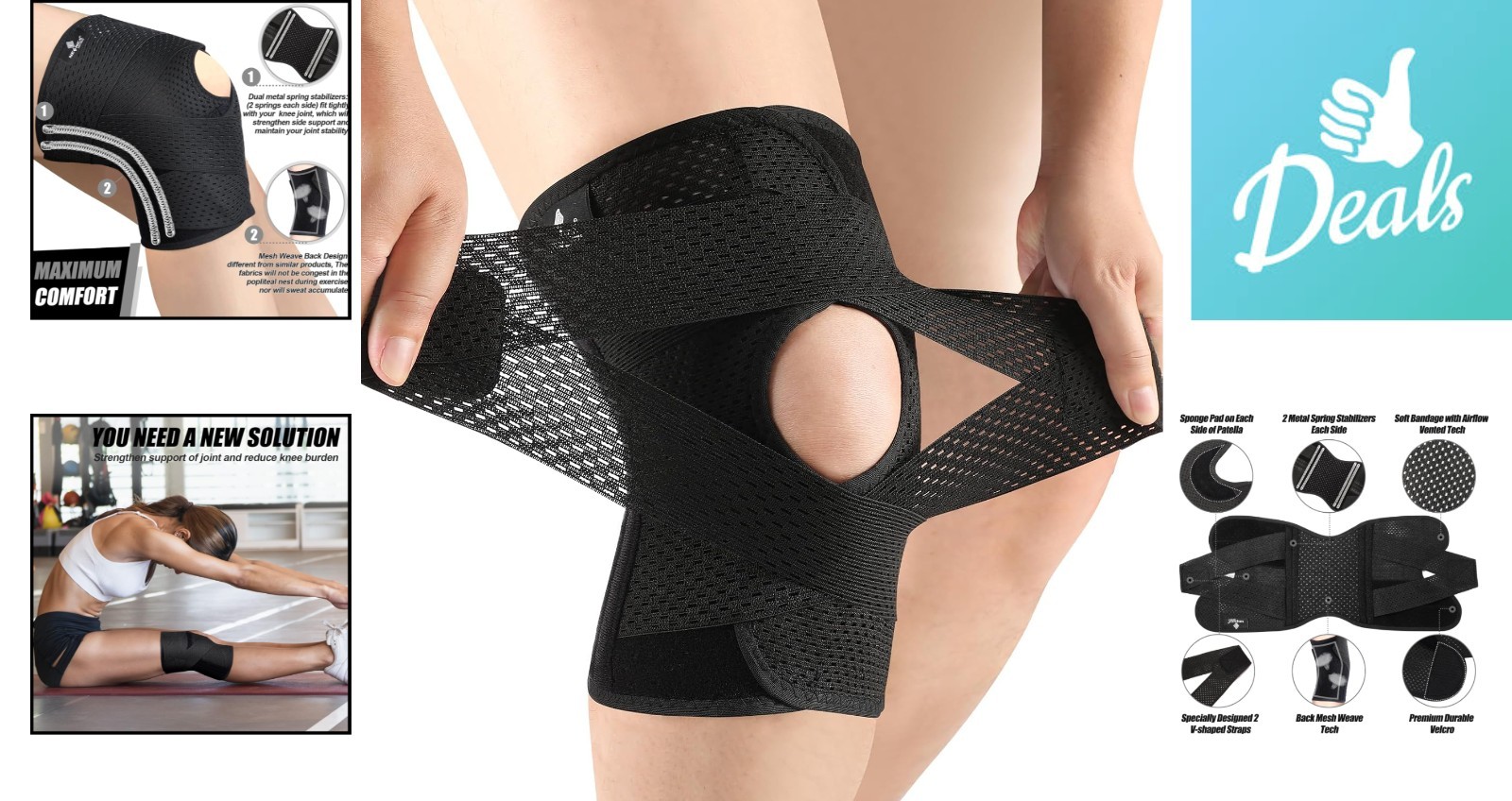 Ultra-Soft Knee Support Brace with Side Stabilizers – Pain Relief in Sports