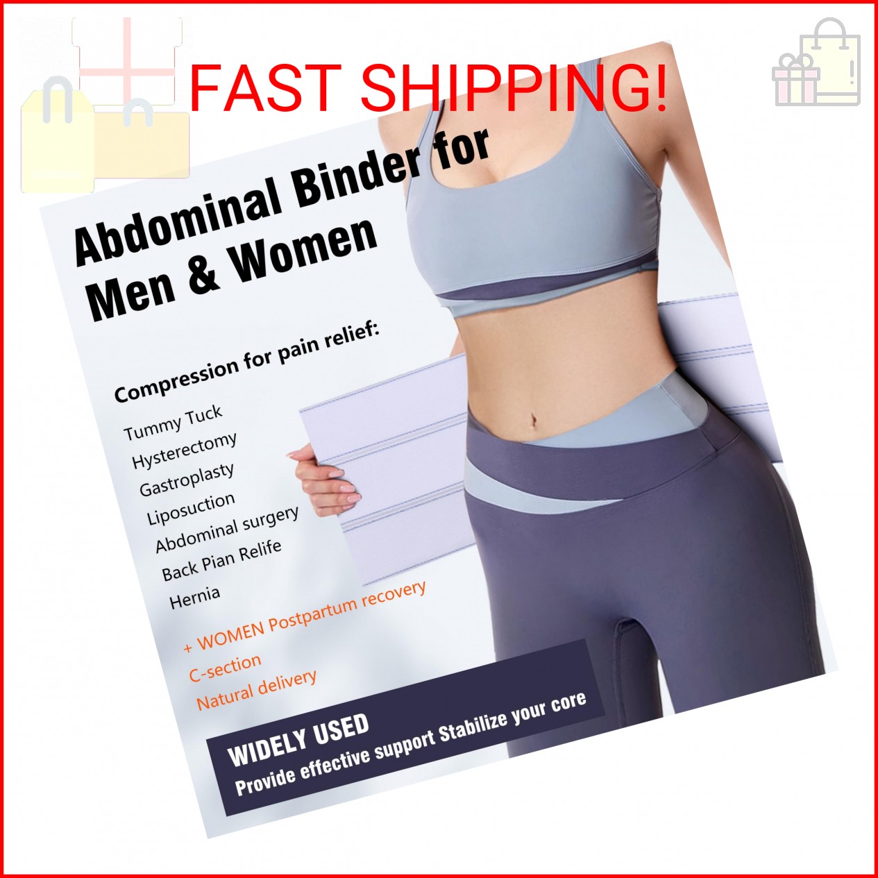 Cozyhealth Elastic Universal Post Surgery Abdominal Binder Lower Waist Support B