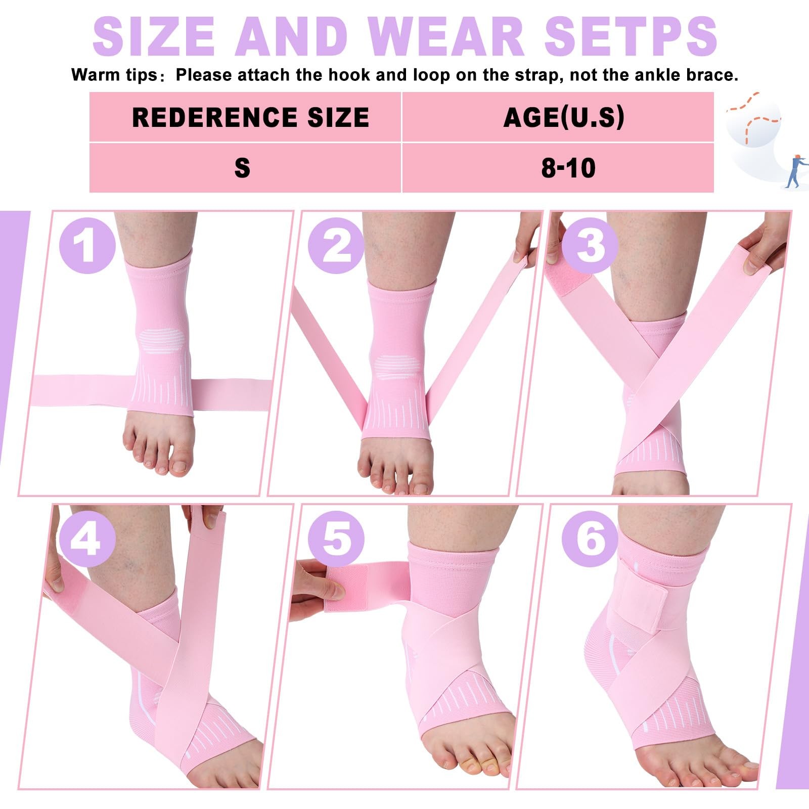 Tarpop 1 Pair Ankle Brace Kids Compression Ankle Sleeves Adjustable Foot