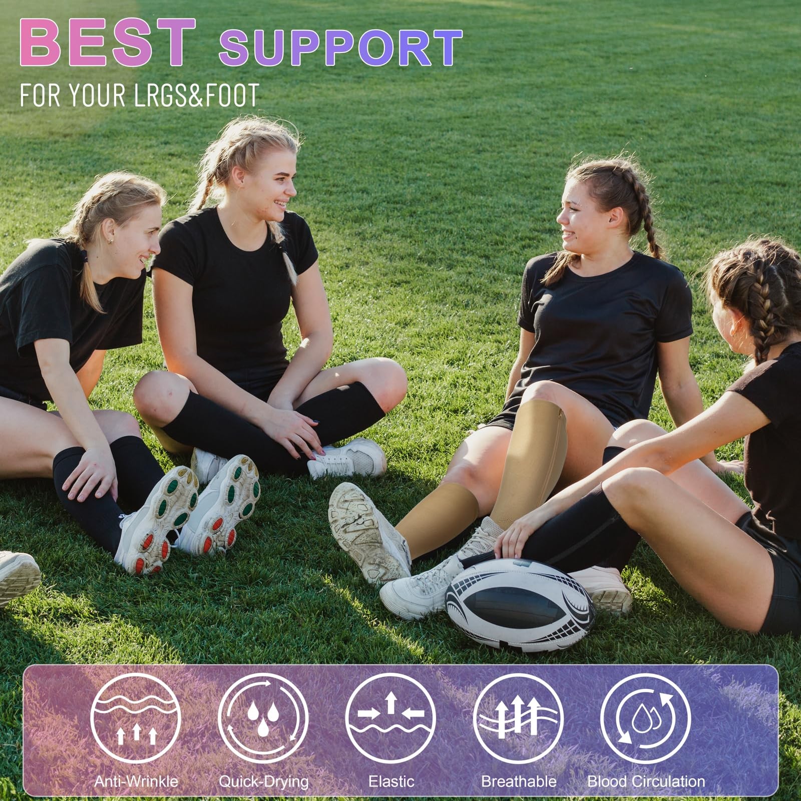 Compression Socks 2 Pairs Open Toe 15-20mmHg Support Running Socks
