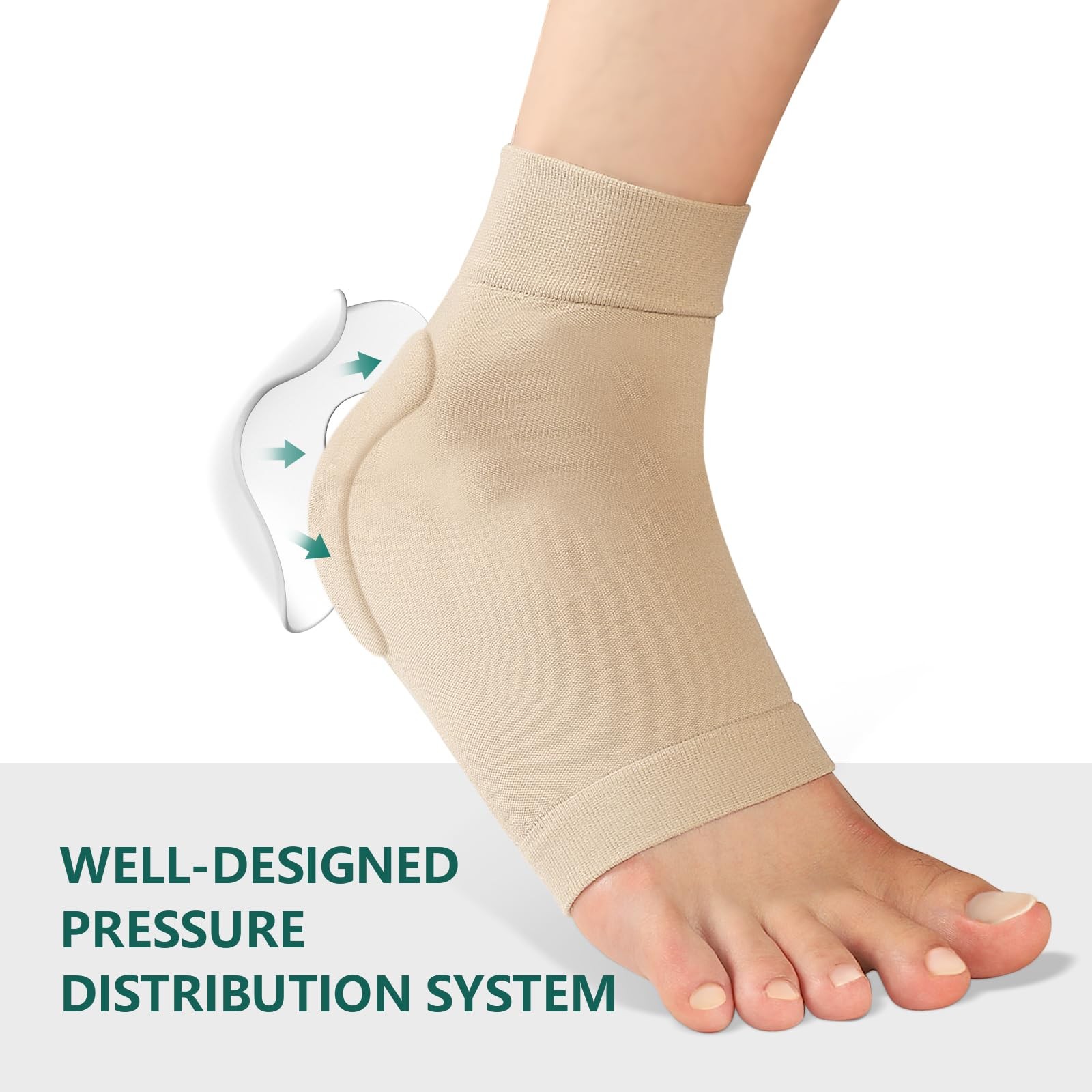 Achilles Tendonitis Heel Protector Socks – (FSA&HSA) Welnove Regular, Beige