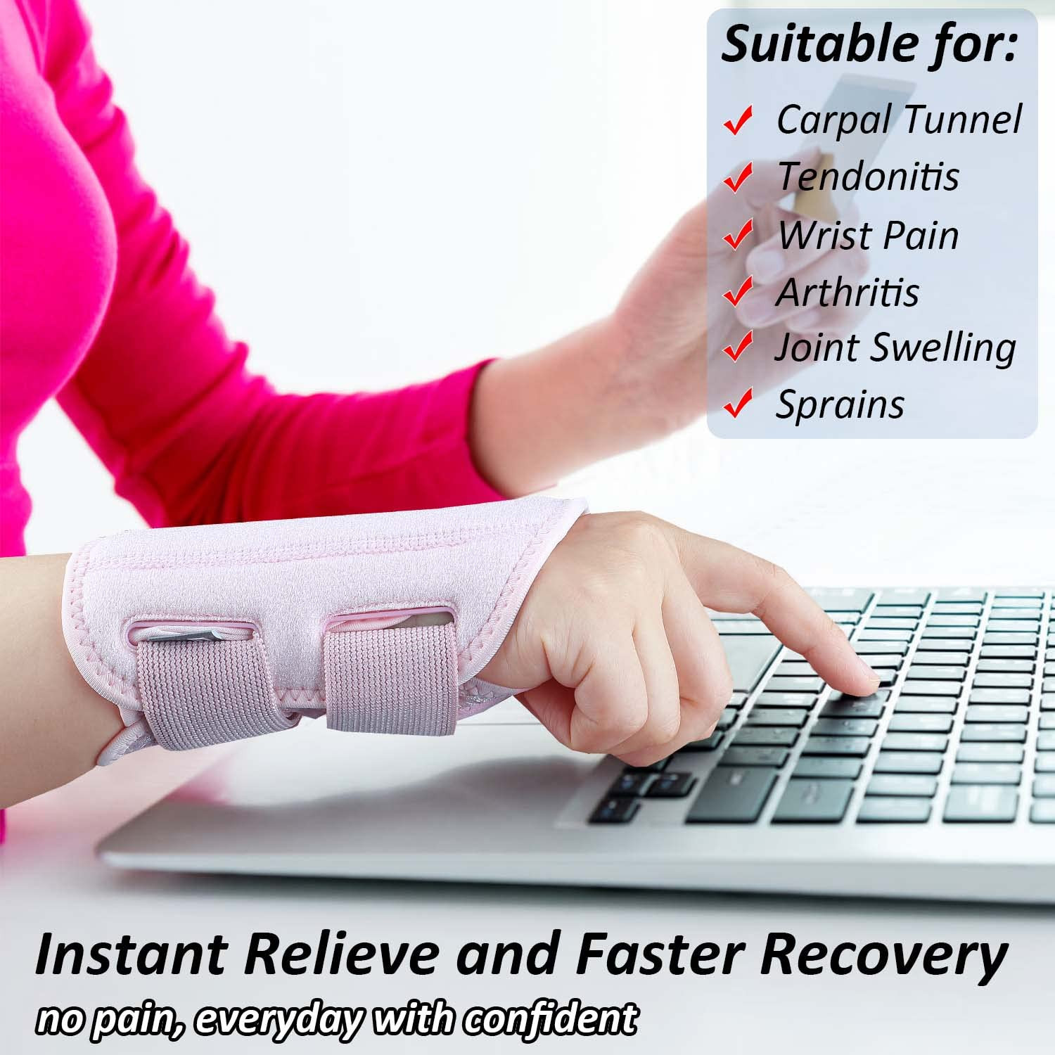 Compression Wrist Brace for Men and Women, Recovery Night Wrist Sleep Support…