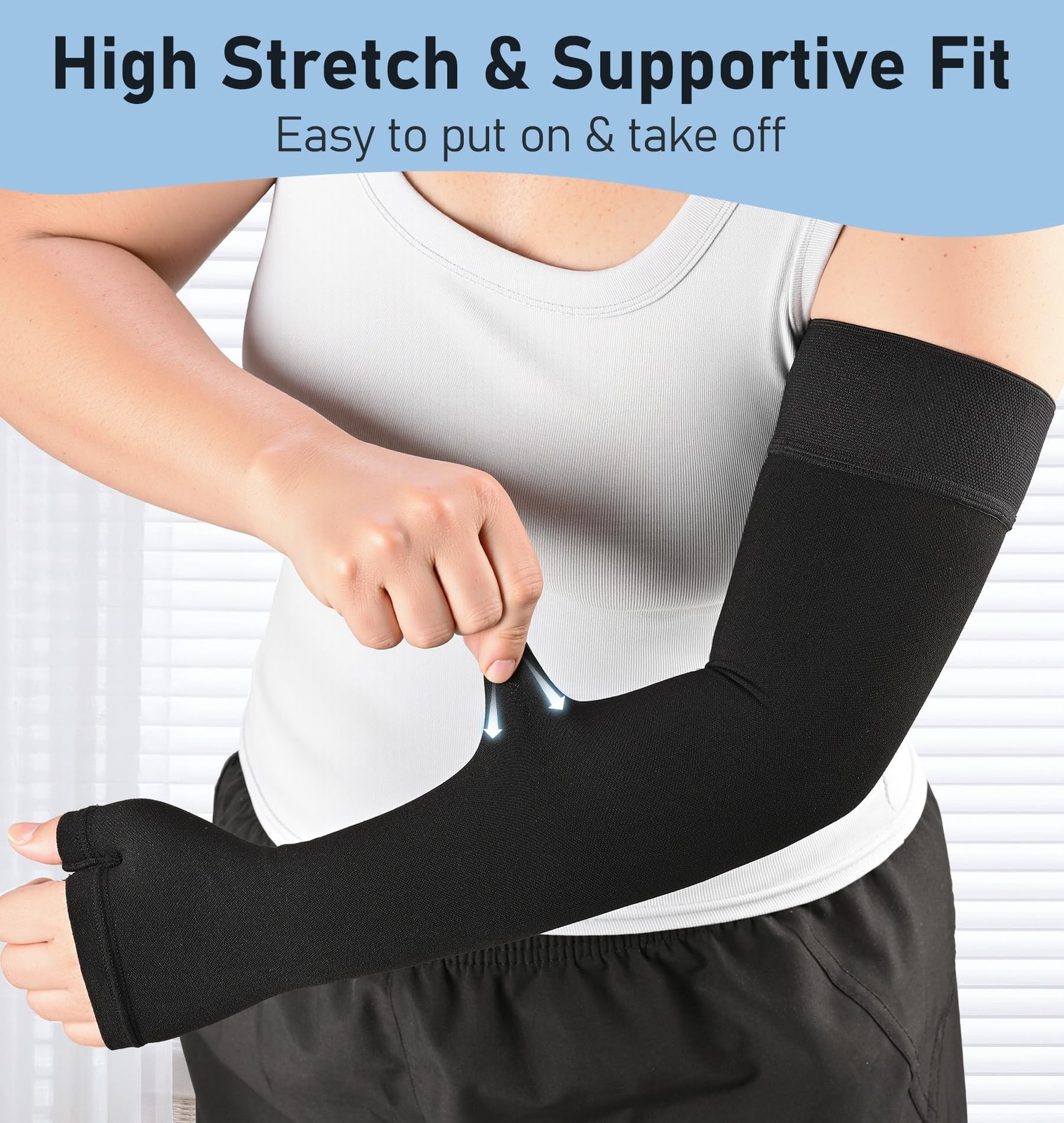KEKING Lymphedema Medical Compression Arm Sleeve with Gauntlet, 15-20 mmHg Gr…