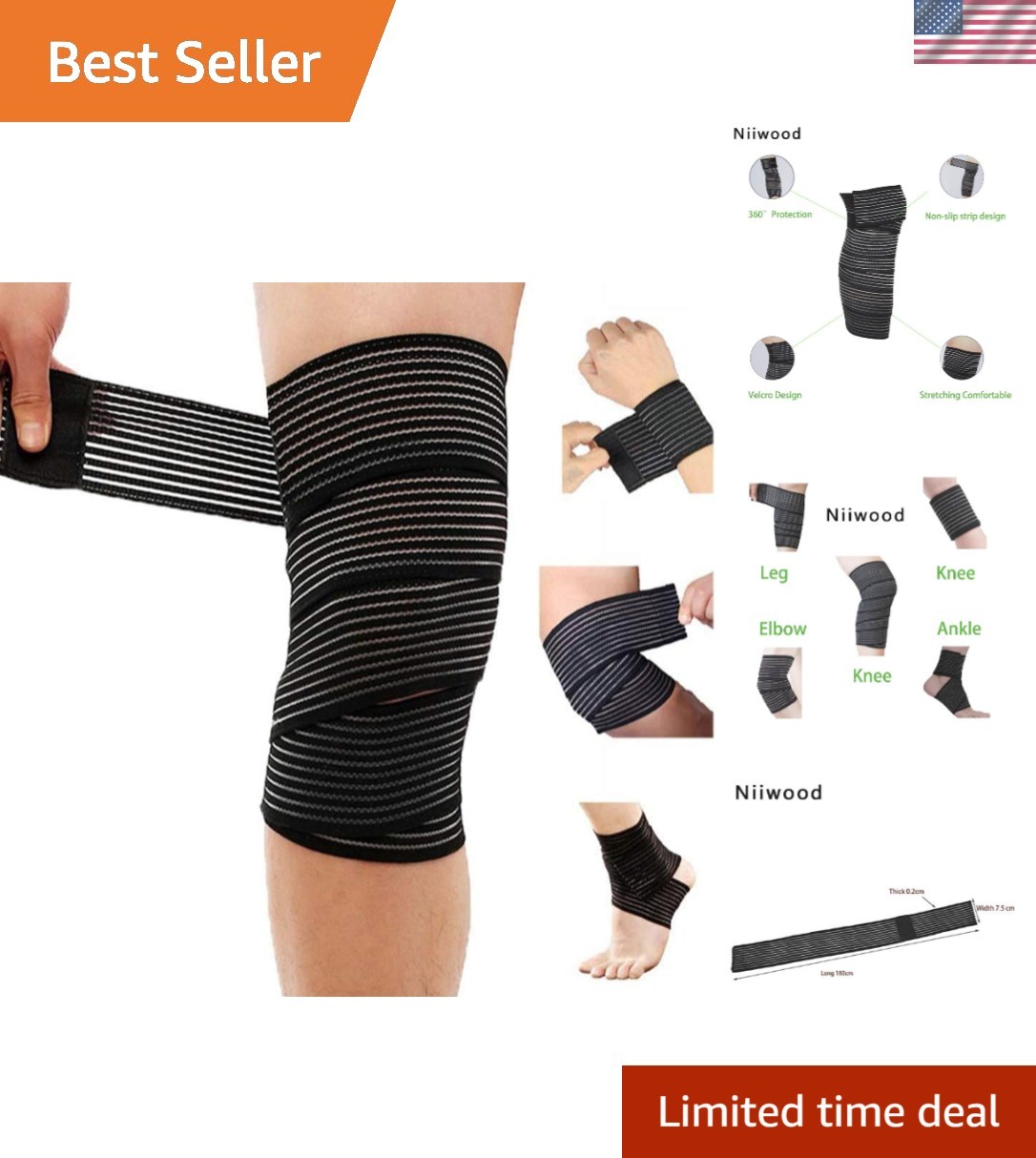 Adjustable Knee Compression Brace – Elastic Silk Bandage for Arthritis & Sports