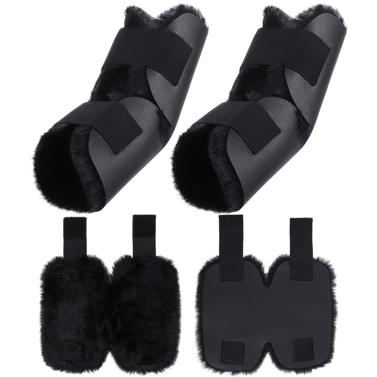 2 Pcs Sheepskin Elbow Protectors Black Soft Elbow Arm Cushions Pads with Adju…
