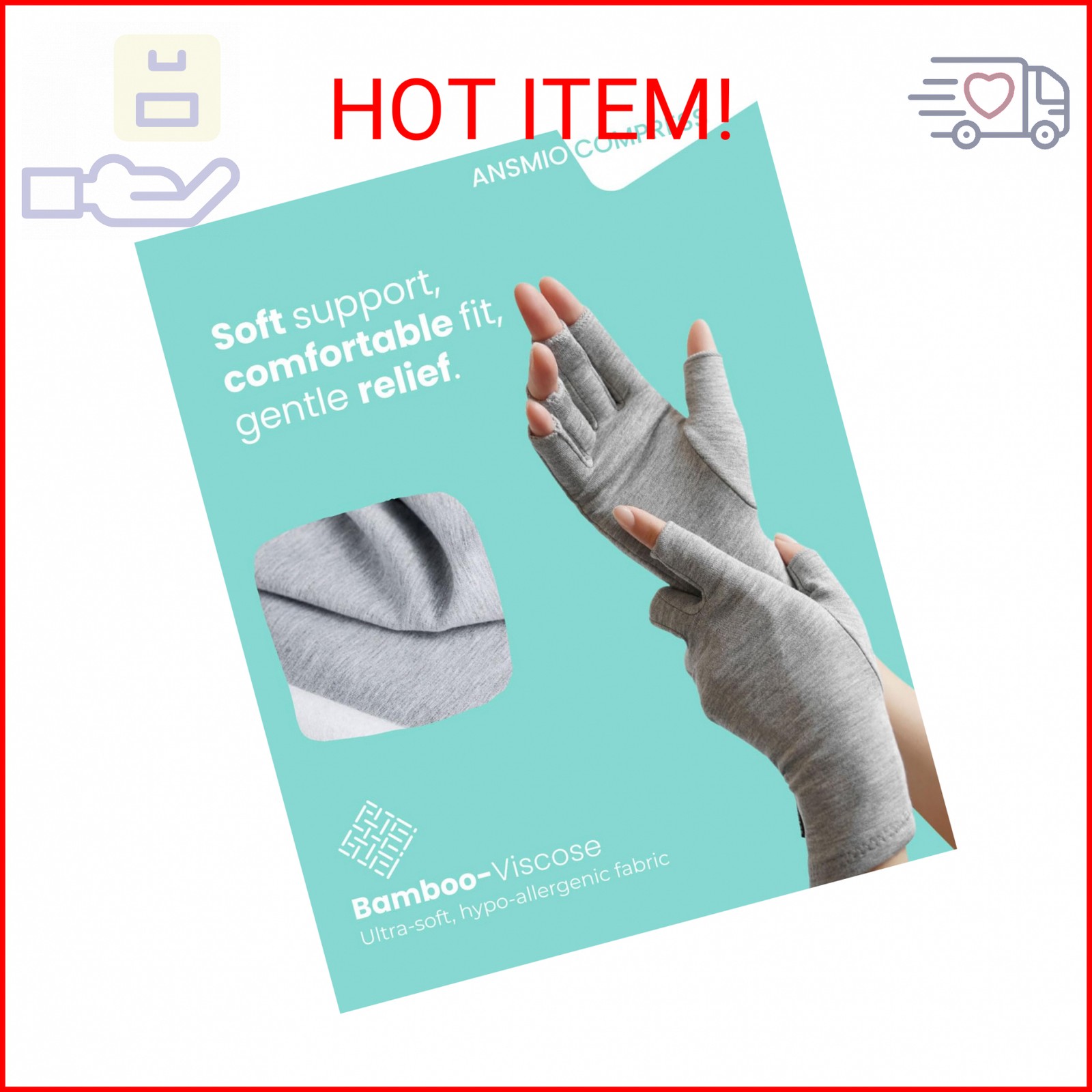 ANSMIO Rayon Derived from Bamboo Compression Gloves – Fingerless Arthritis & Car