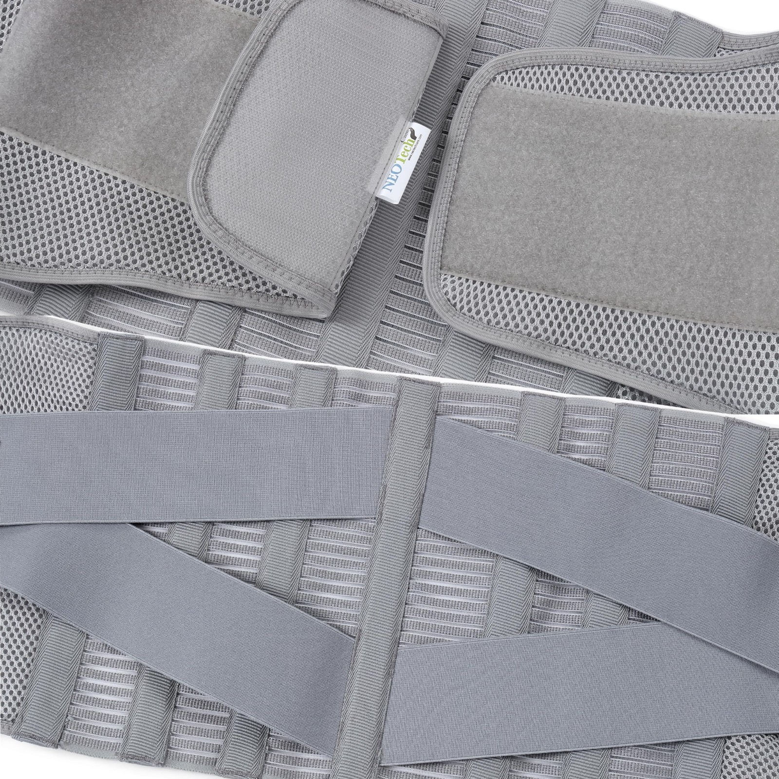 NeoTech Care Adjustable Compression Back Brace Lumbar Support Belt, M, Grey