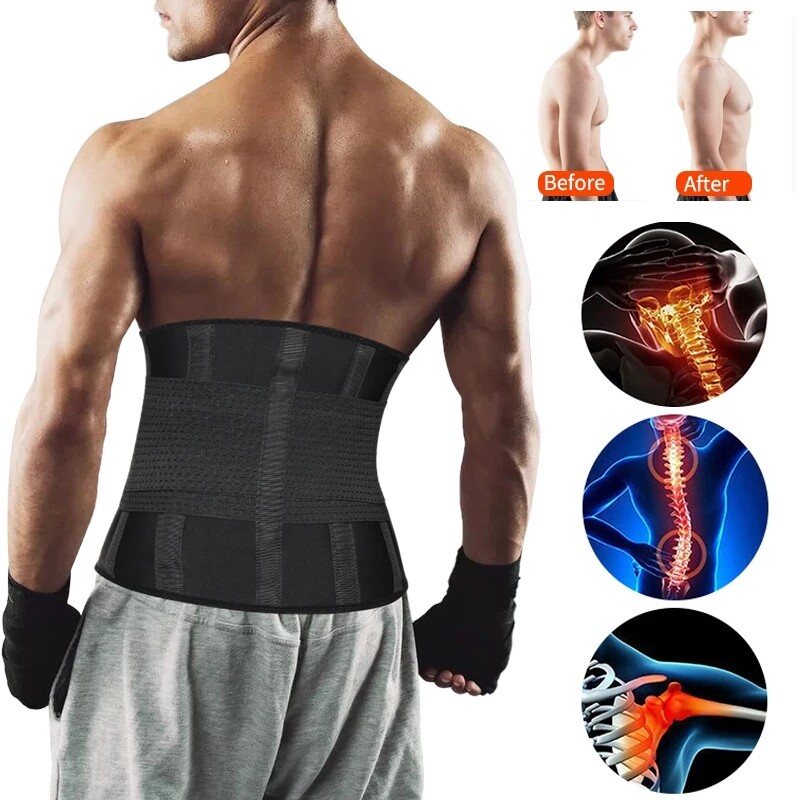 Back Waist Support Belt Lower Back Brace Pain Relief Lumbar Weight Lift Belt US