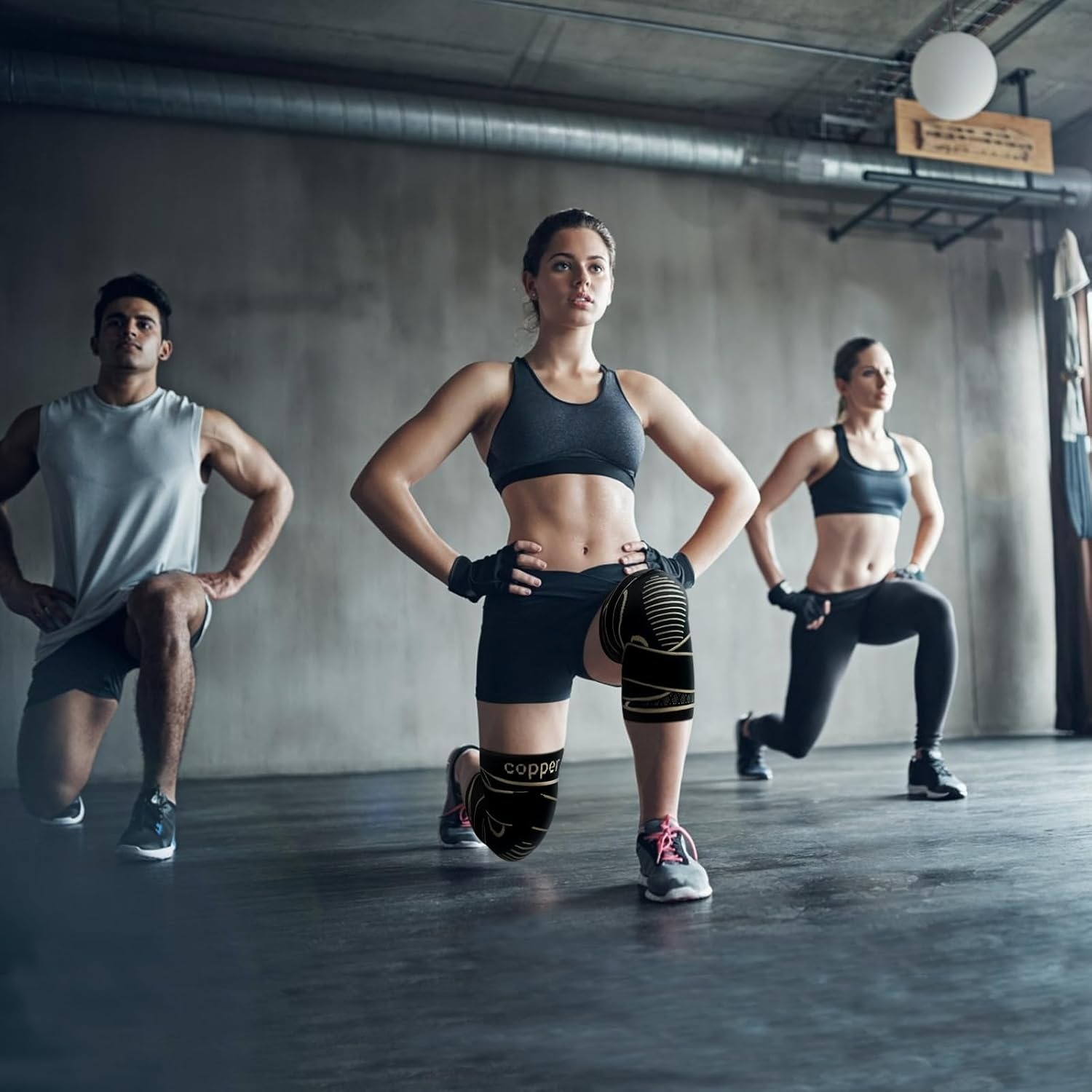 1 Pair Copper Knee Sleeve Compression Braces with Adjustable Straps