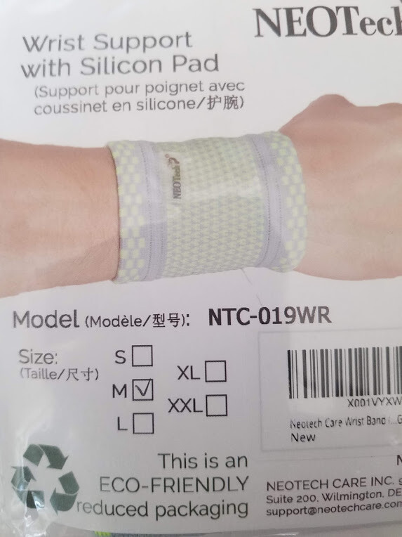 Neotech Care Wrist Support with Silicon Pad, Size M, Gray Neon Green