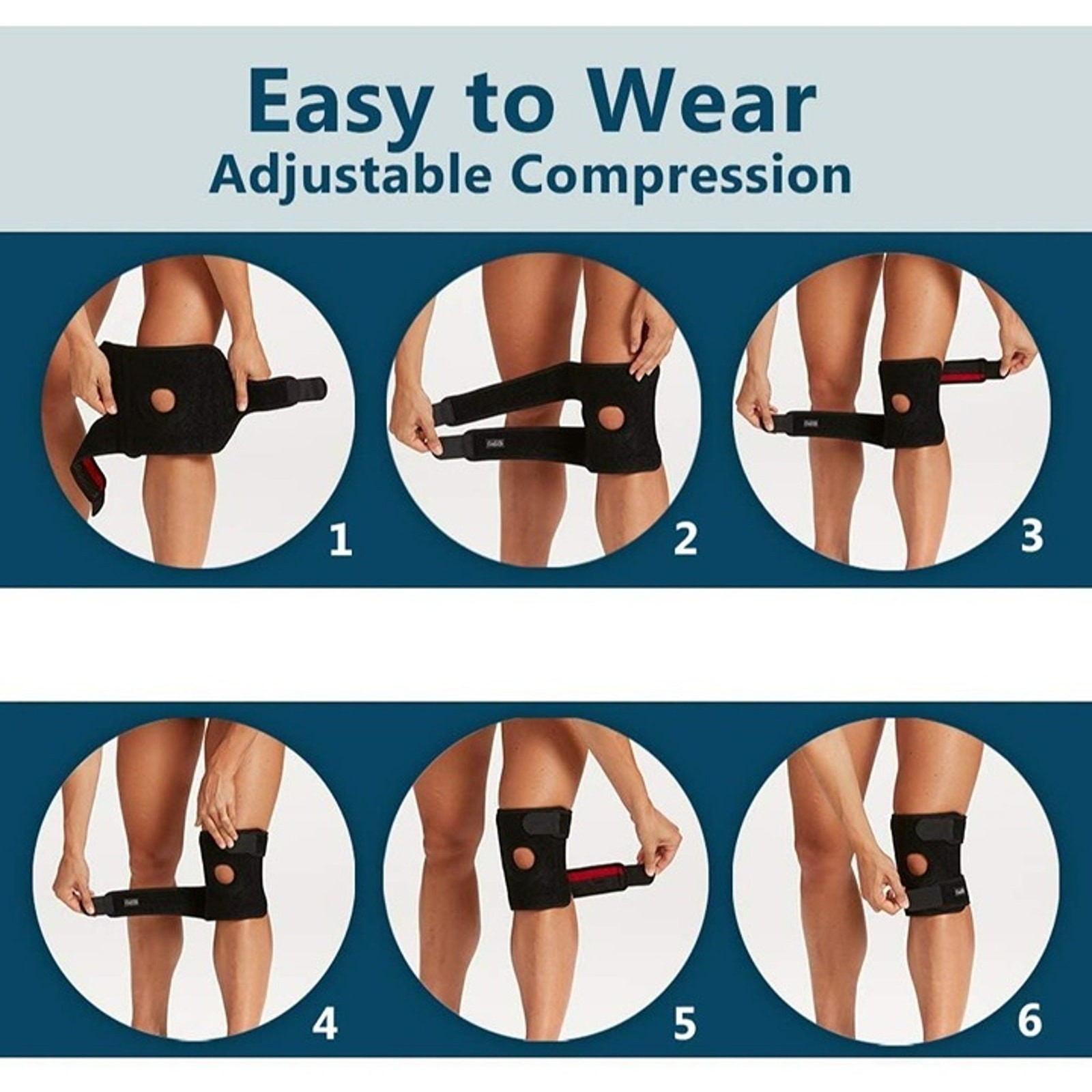 Knee Brace for Pain Relief Working Out, Running, Injury Recovery Non-Slip (Large