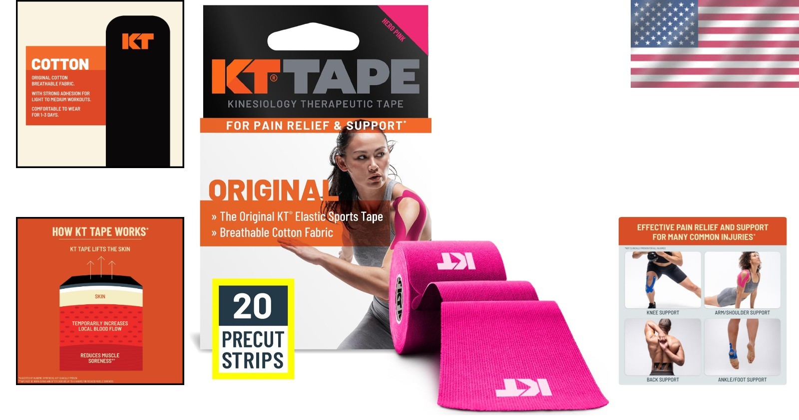 Professional-Grade Kinesiology Tape – 20 Pink Precut Strips for Muscle Support