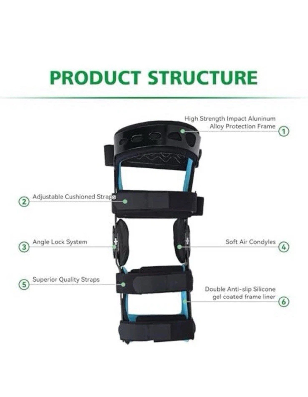 Orthomen Functional ACL Knee Brace MCL PCL Meniscus Ligament Large Left Unisex