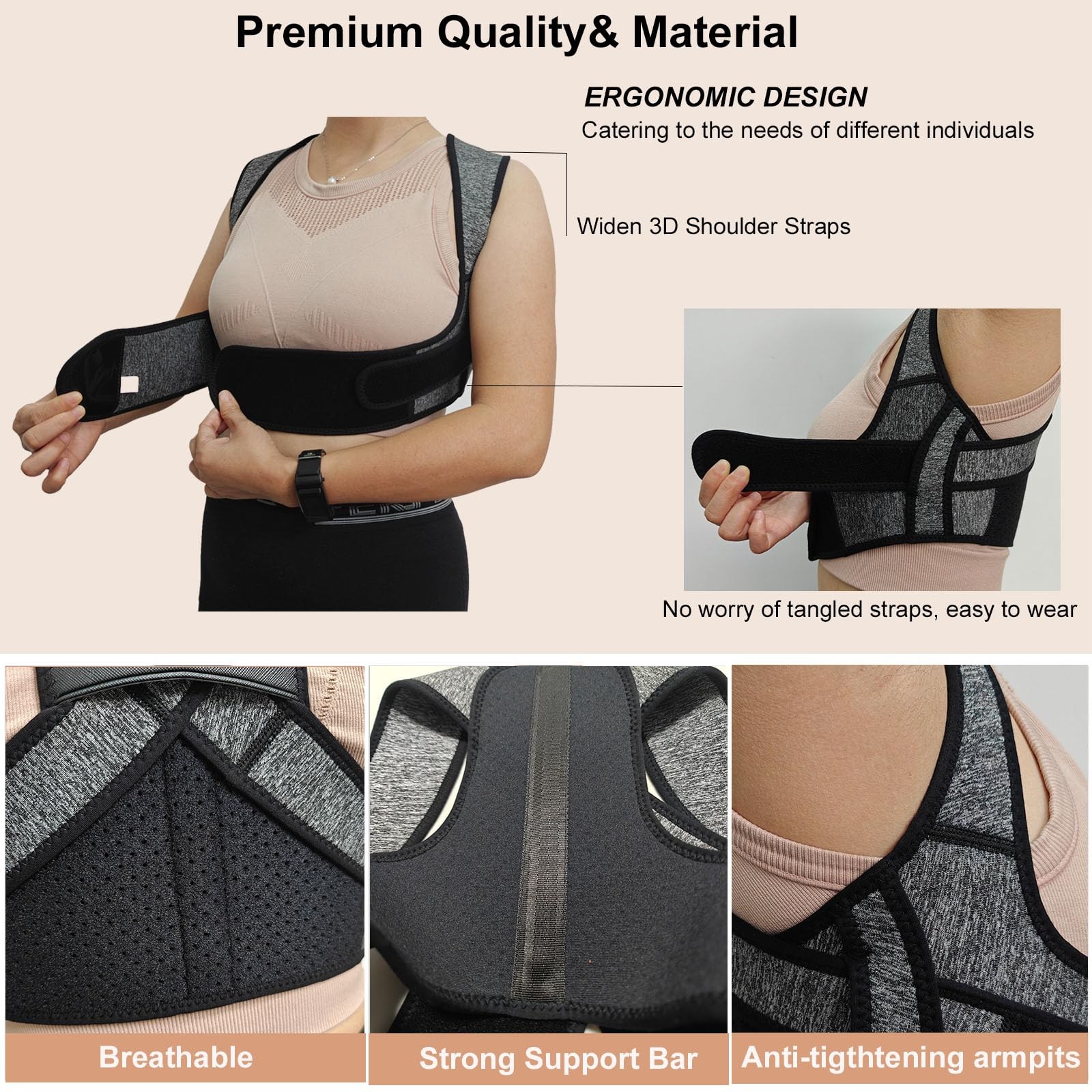 CMCOOPLX Posture Corrector for Women-Invisible Large, Gray And Black