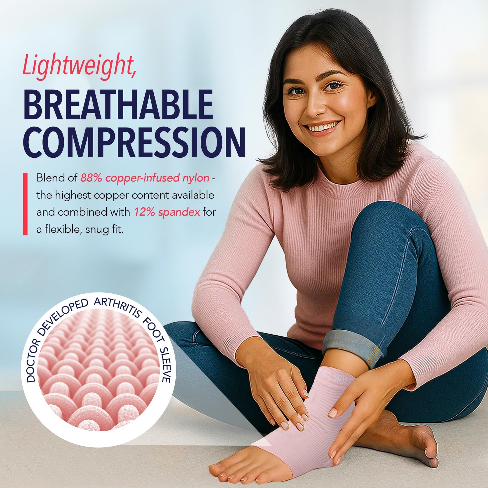 Dr. Arthritis Foot & Ankle Brace Socks for Sprained XX-Large, Pink