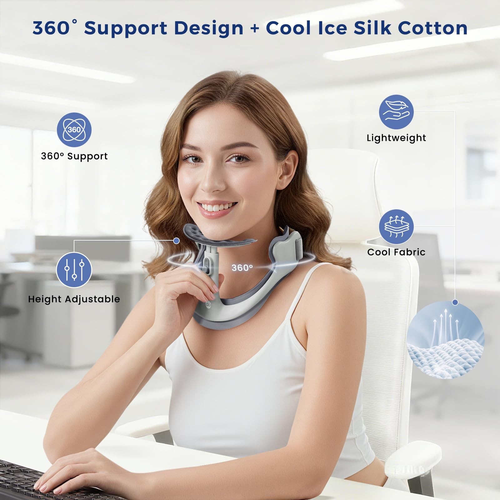 Owlprince Posture Corrector for Neck & Cervical Spine Alignment – 360° Gray