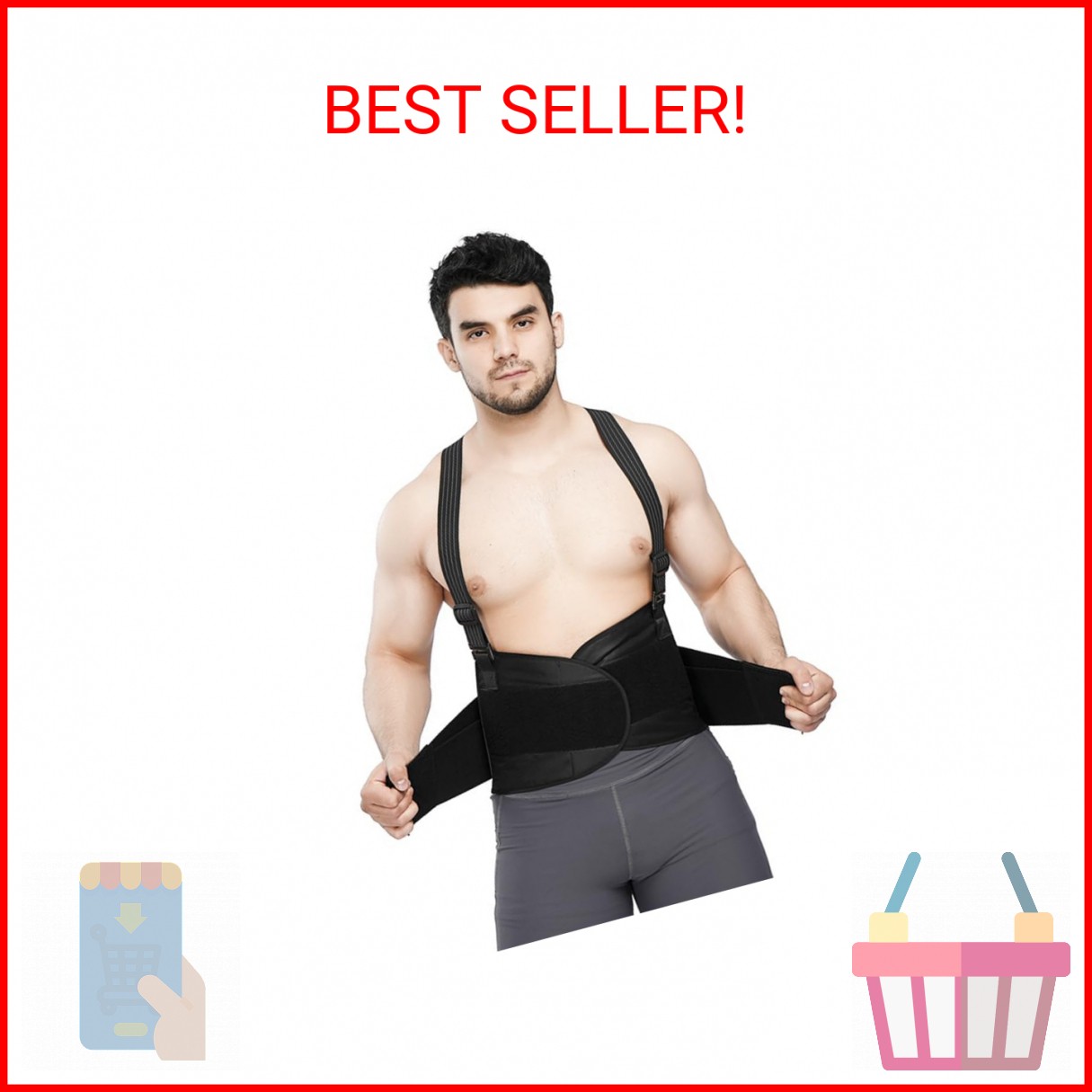 Adjustable and Dismountable Waist Support with Shoulder Straps for Men – Profess