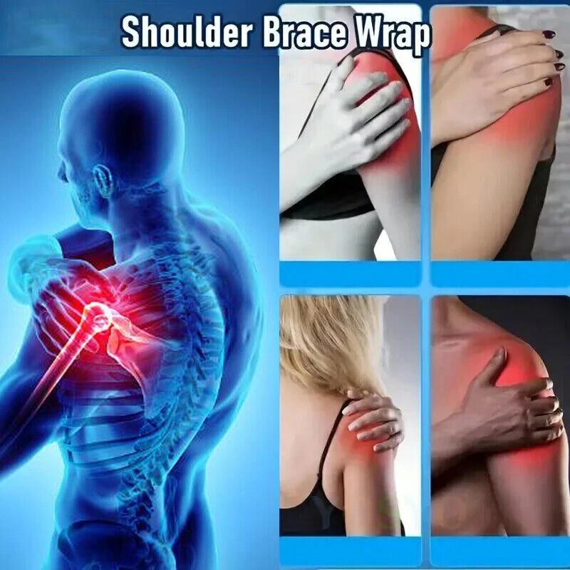 Double Shoulder Brace Torn Rotator Cuff Pain Relief Support Sleeve Adjustable FH
