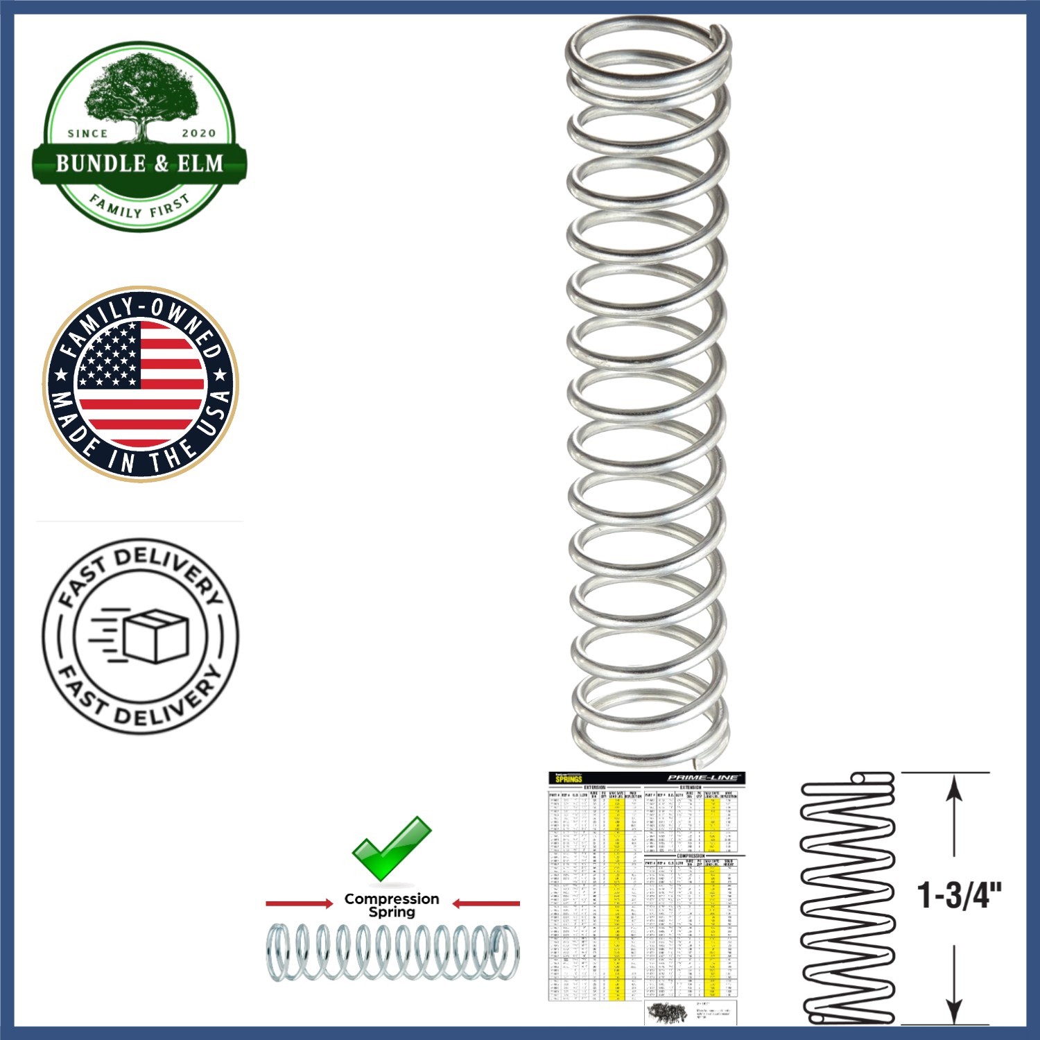 Easy to Install Compression Springs, 3/8 In. Diameter for Various Applications