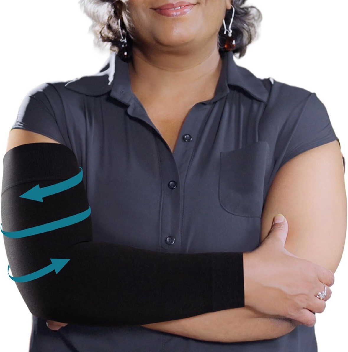 Compression Lymphedema Arm Sleeves for Women – 15-20 mmHg, 1 Pair, Black, S/m