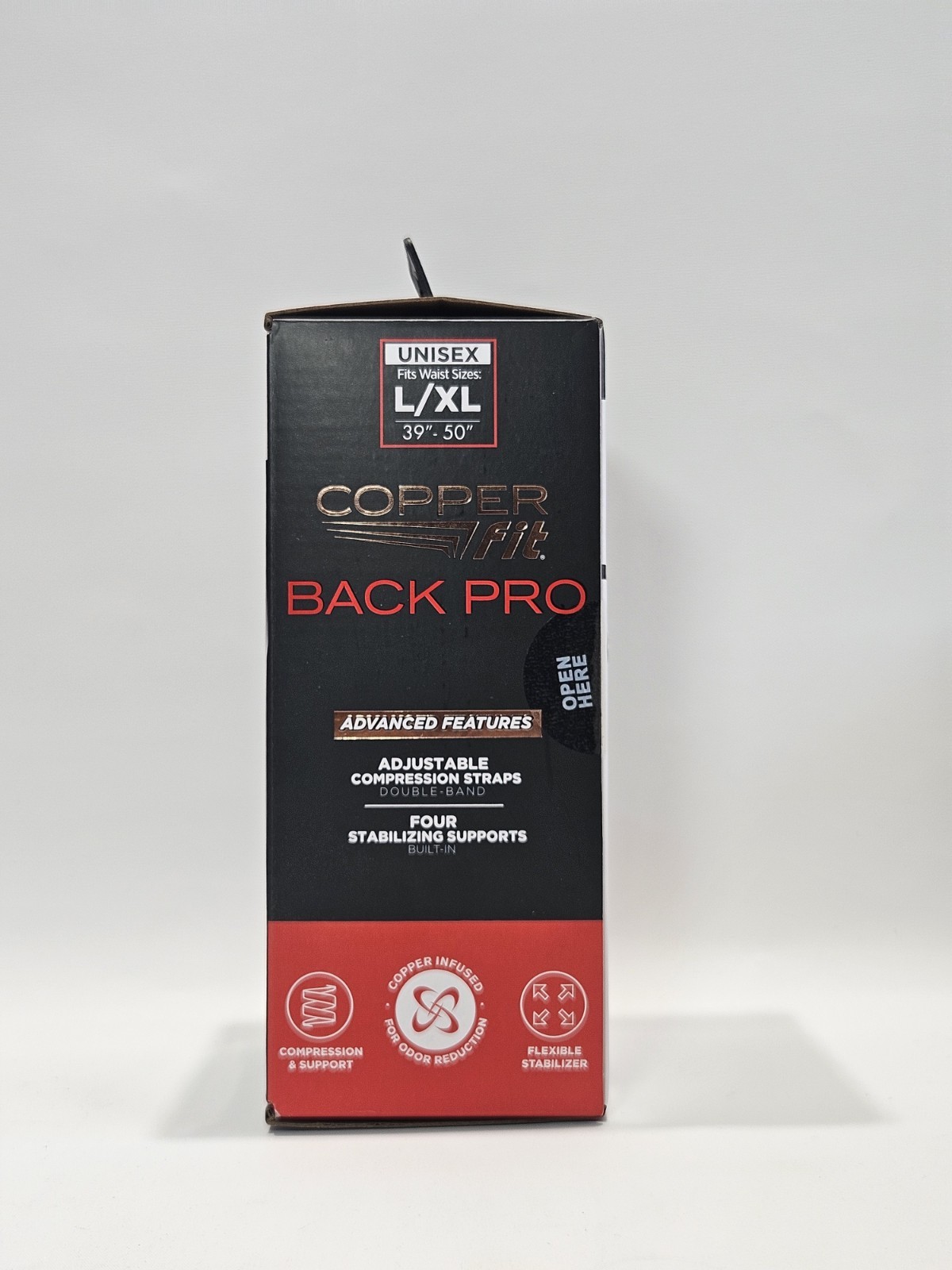 Copper Fit Back Pro Compression & Support With Adjustable Straps – Black – L/XL