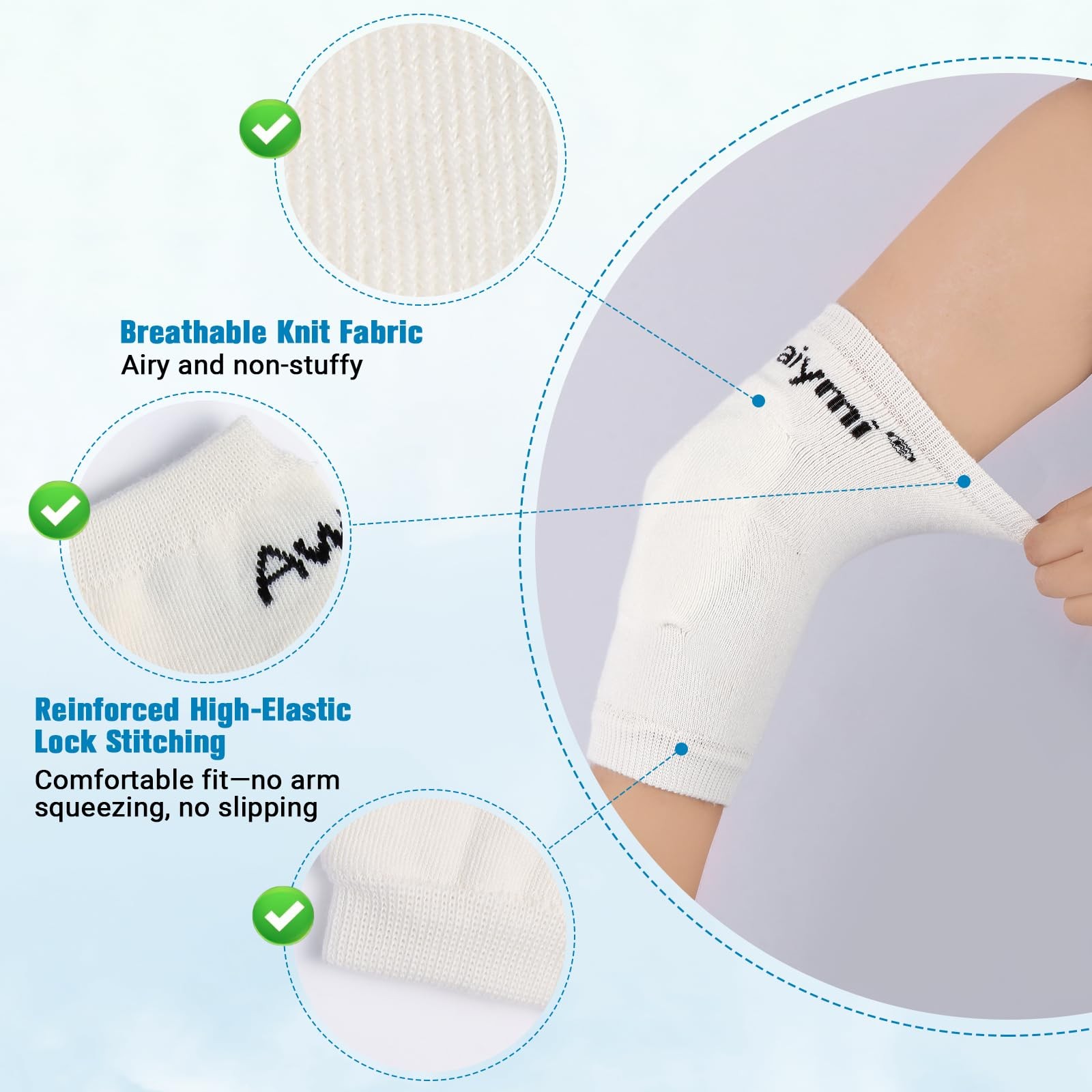 Heel And Elbow Protectors (One Pair) with Foam Pads, Lightweight Knit Elbows …
