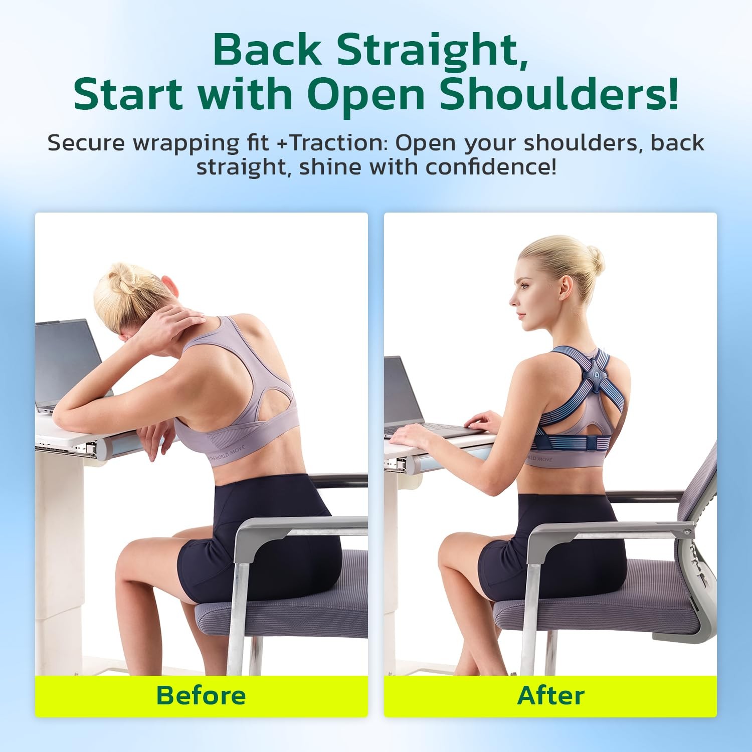 aoFIT Ultra-light Invisible Posture Corrector for Women, Medium, Navy Blue