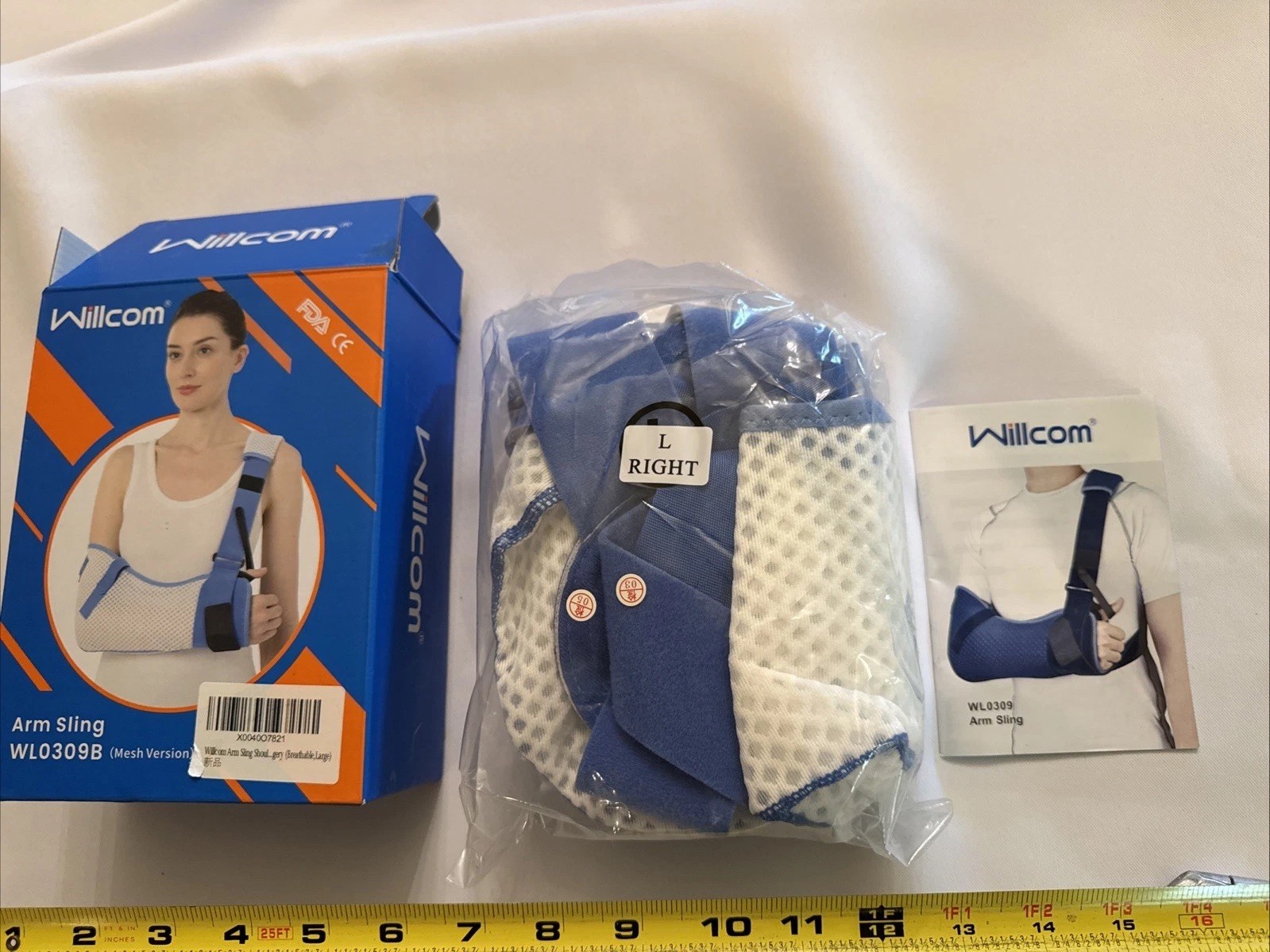 Willcom arm sling WLO 309B mesh version white blue LARGE RIGHT ARM UNISEX